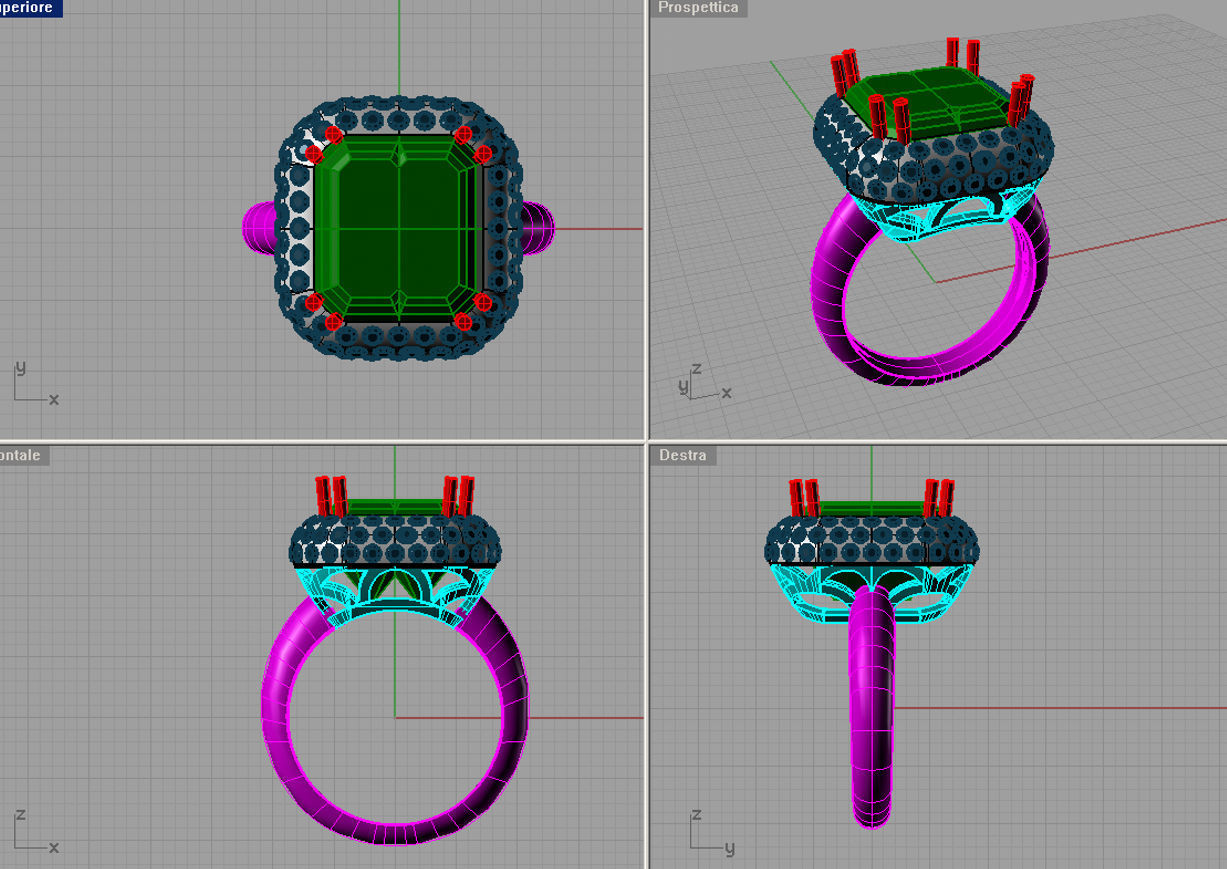 Emerald Diamond Engagement Ring Gold Ring 3D print model 3D print model_2