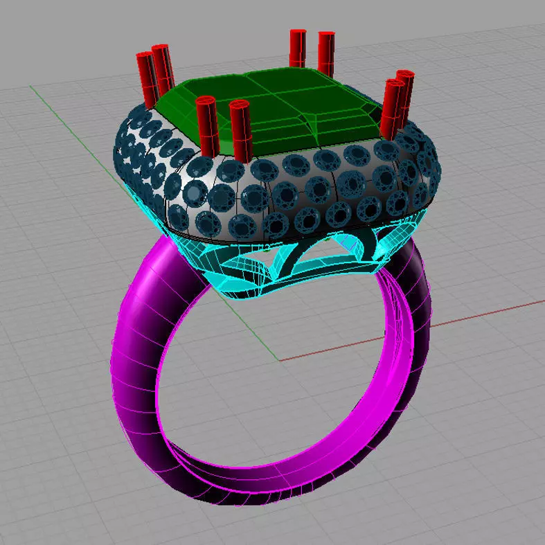 Emerald Diamond Engagement Ring Gold Ring 3D print model 3D print model_0