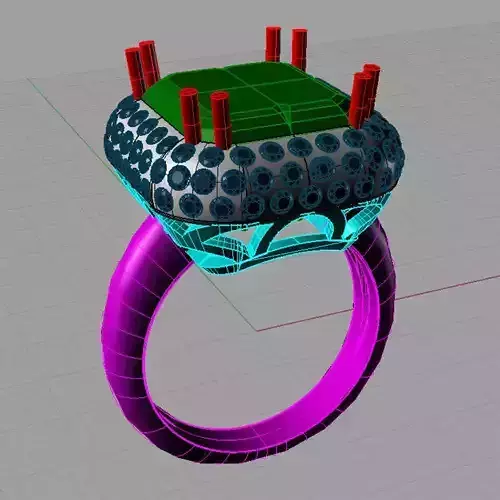 Emerald Diamond Engagement Ring Gold Ring 3D print model