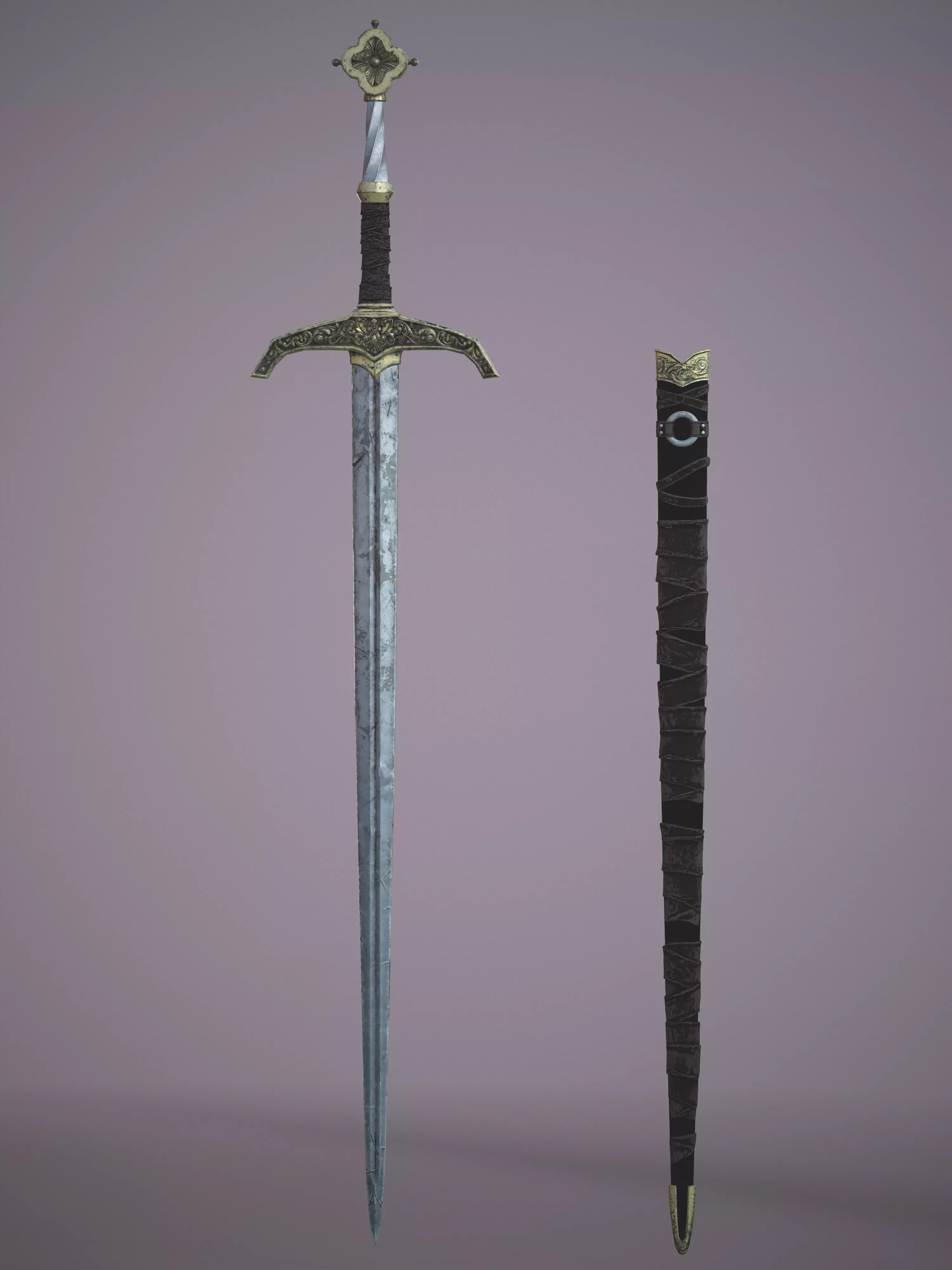 SwordKnight two swords 3D model_0