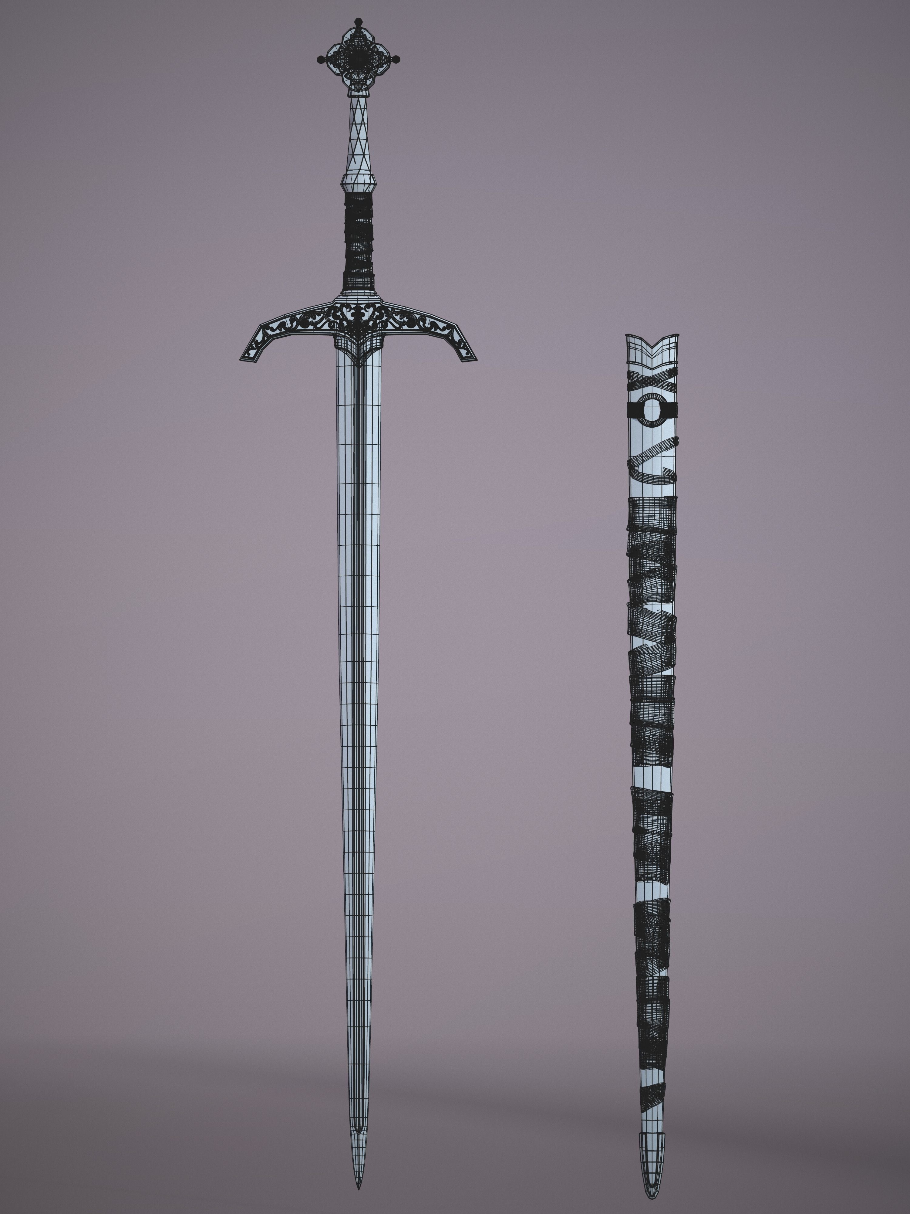 SwordKnight two swords 3D model_1