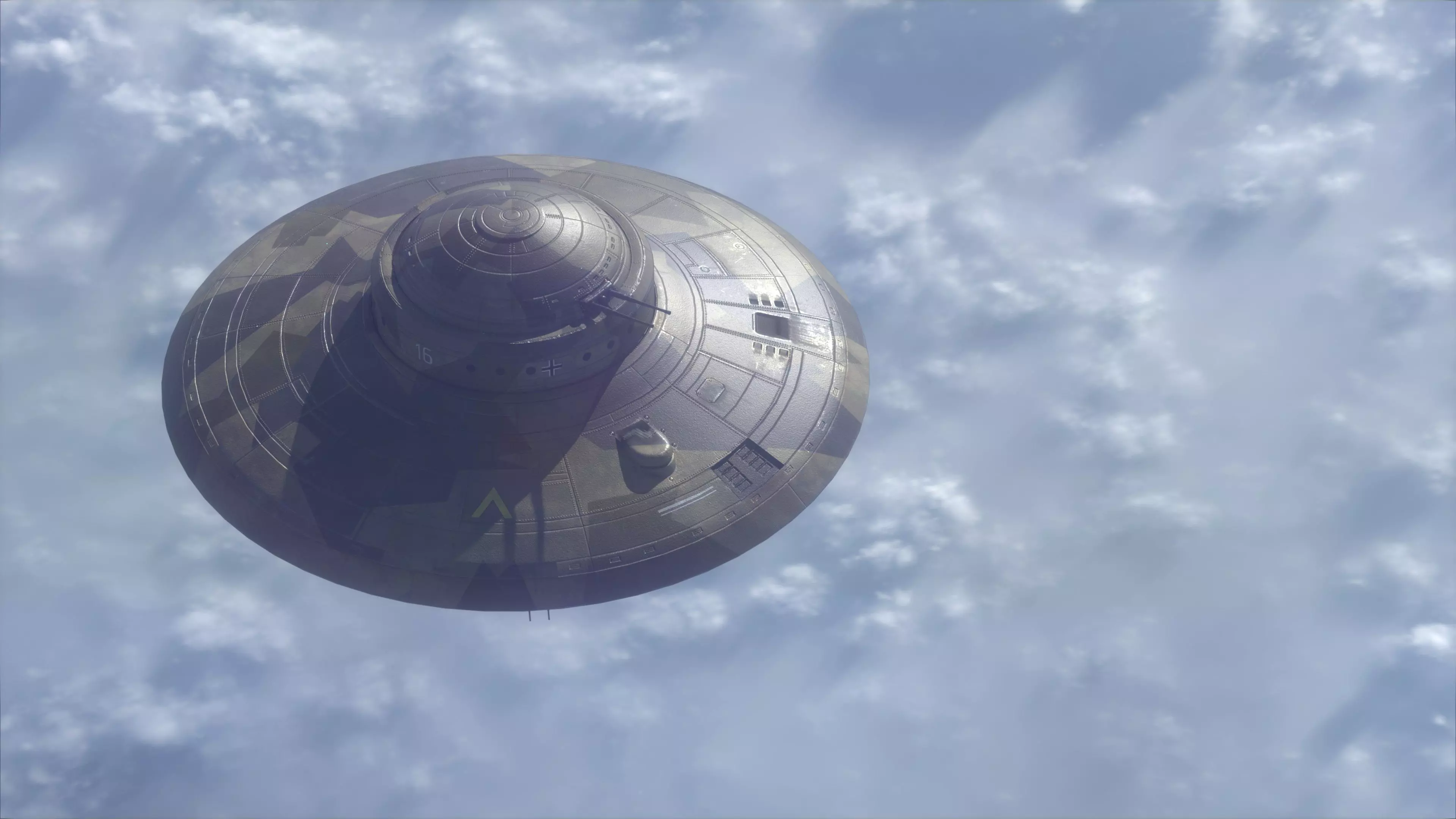 Haunebu ufo with camouflaged surface 3D model_0