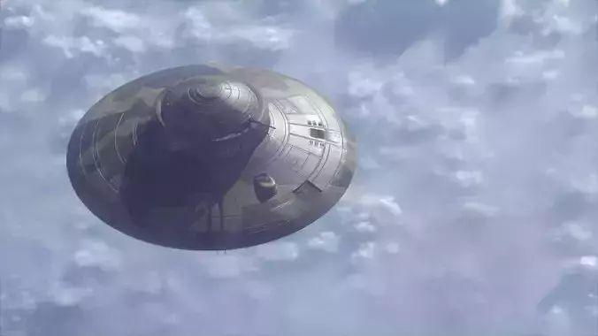 Haunebu ufo with camouflaged surface