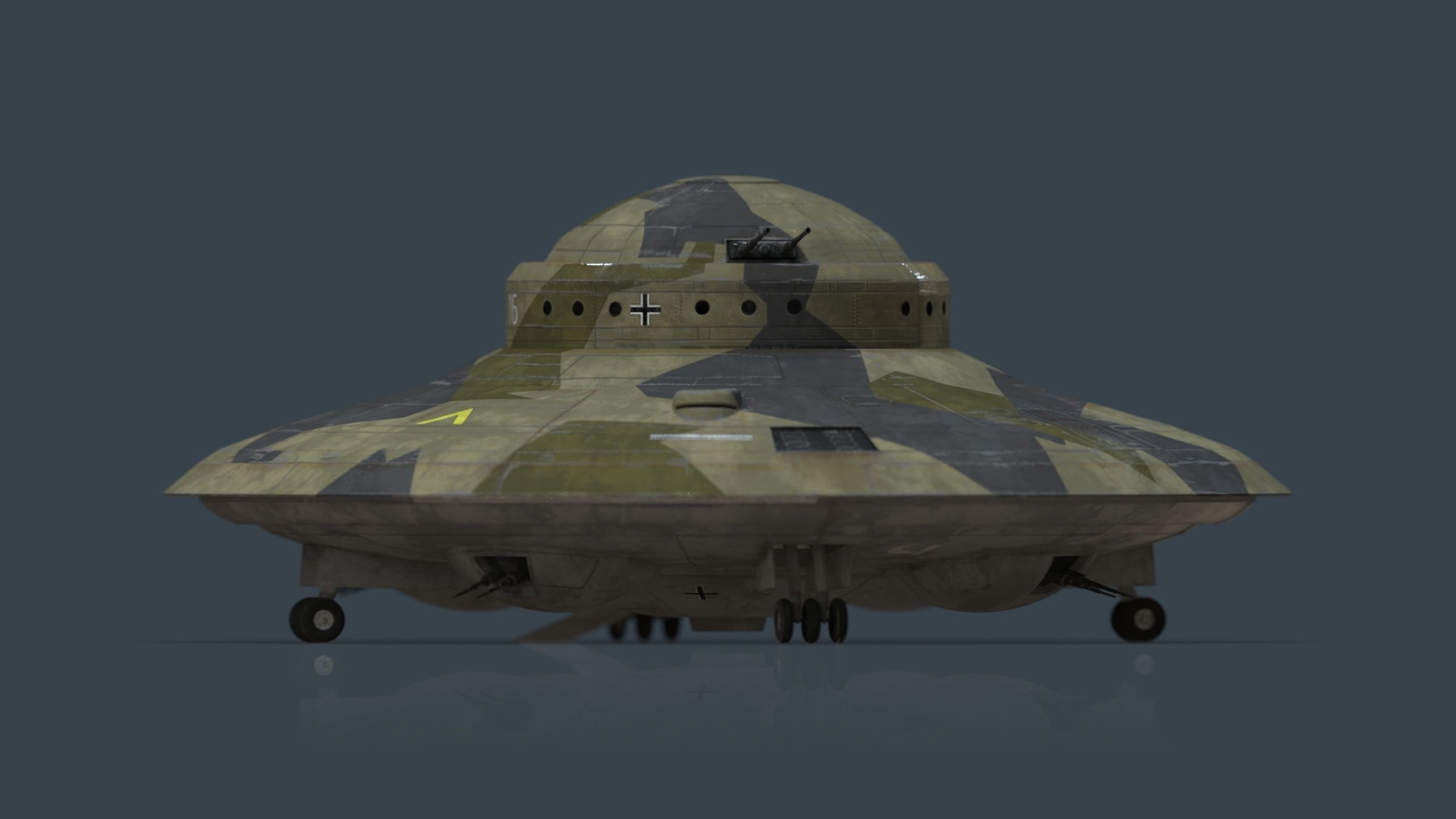 Haunebu ufo with camouflaged surface 3D model_9