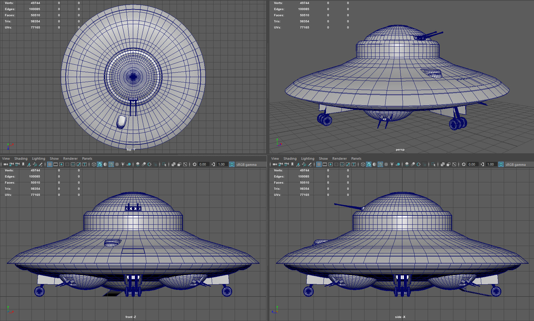Haunebu ufo with camouflaged surface 3D model_7