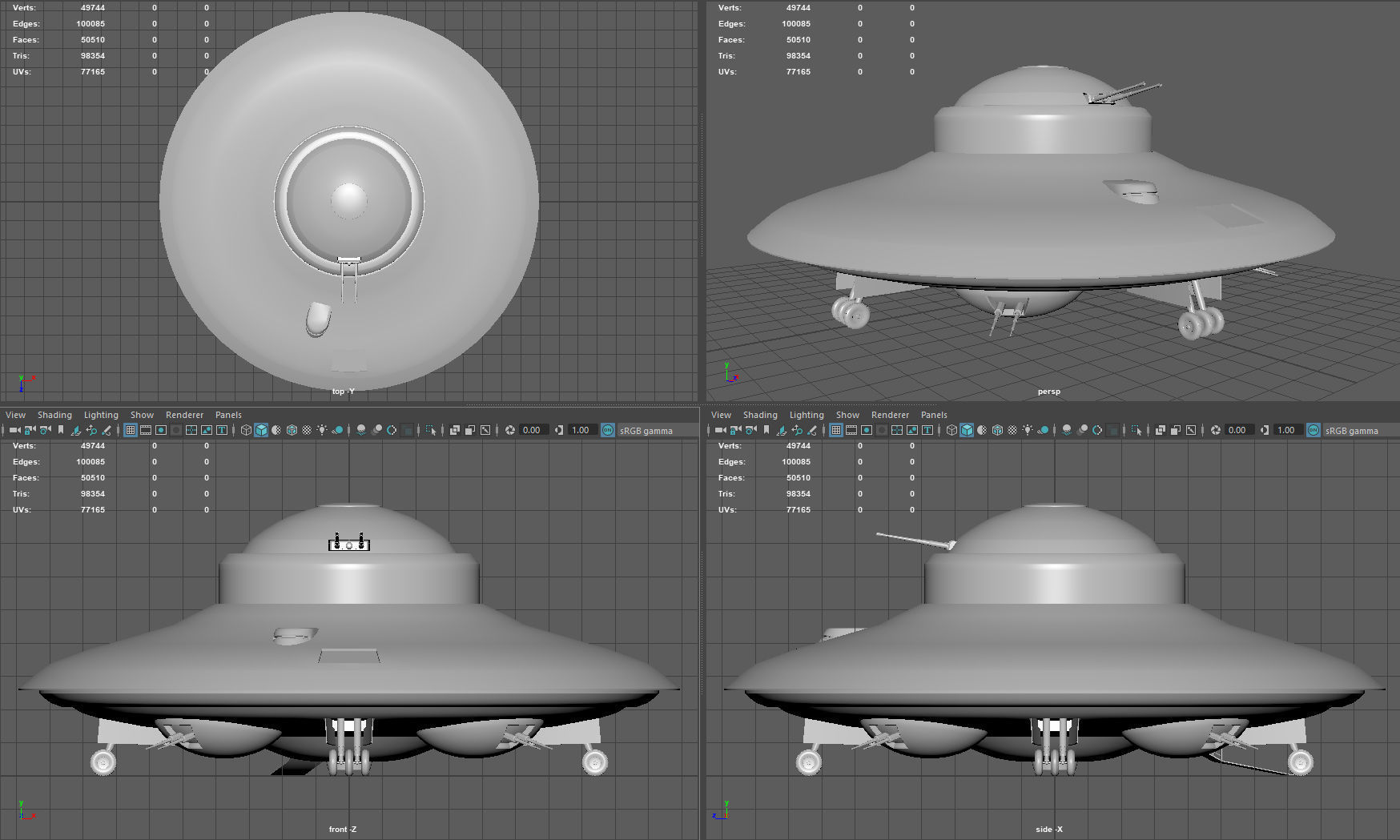 Haunebu ufo with camouflaged surface 3D model_8