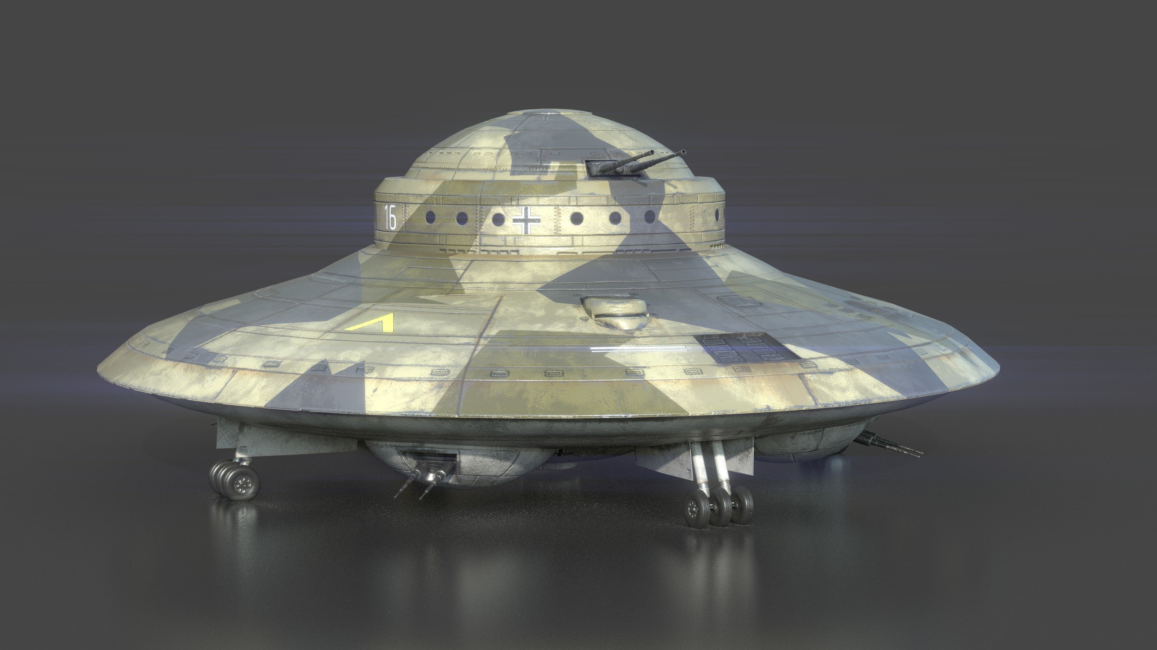 Haunebu ufo with camouflaged surface 3D model_2