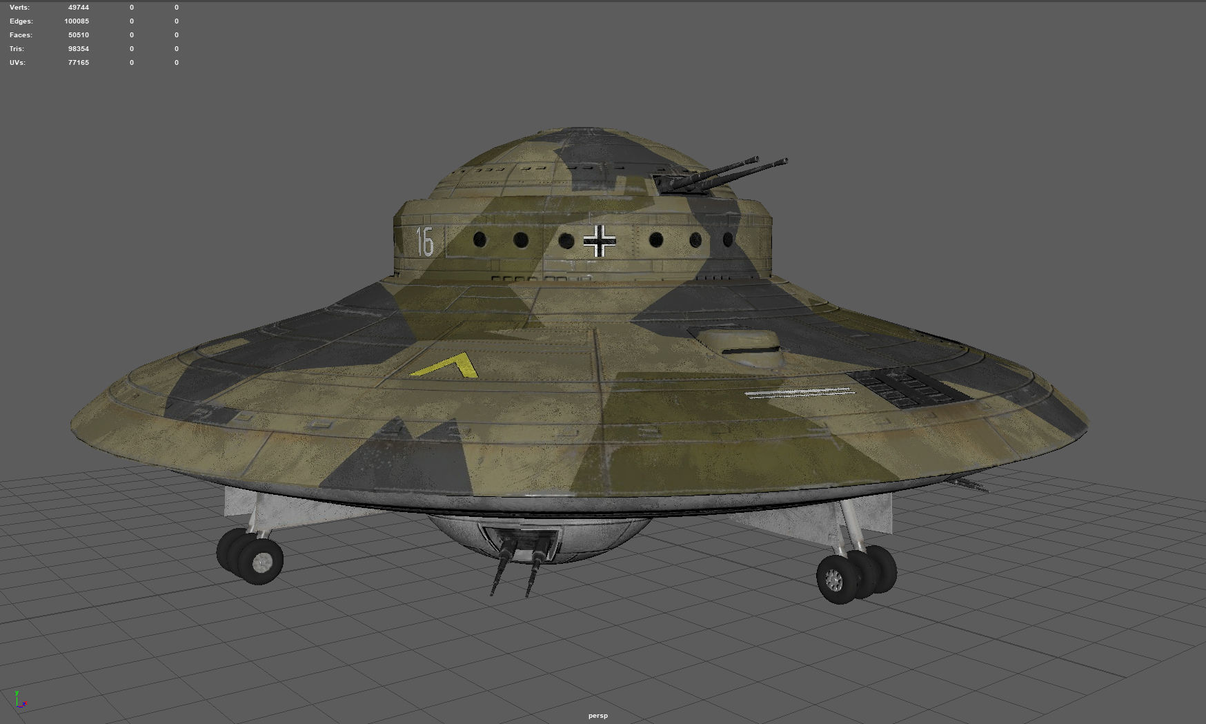 Haunebu ufo with camouflaged surface 3D model_3