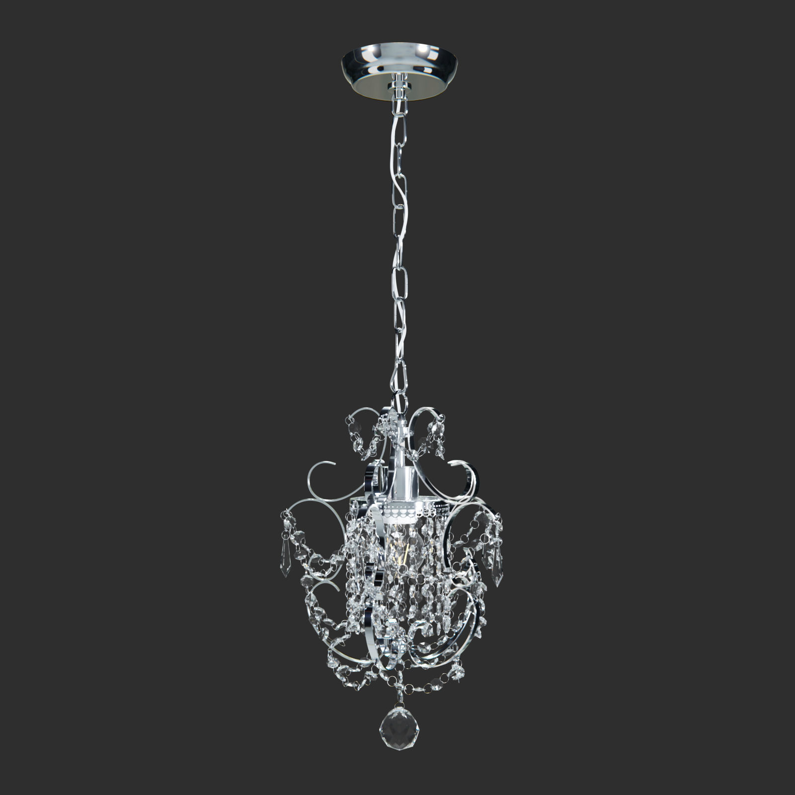 Amorette 1-Light Chrome Glam Lighting Mini Pendant Chandelier 3D model_1
