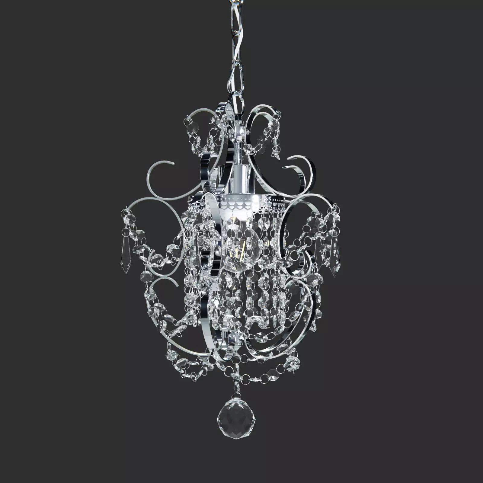 Amorette 1-Light Chrome Glam Lighting Mini Pendant Chandelier 3D model_0