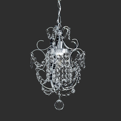 Amorette 1-Light Chrome Glam Lighting Mini Pendant Chandelier 3D model