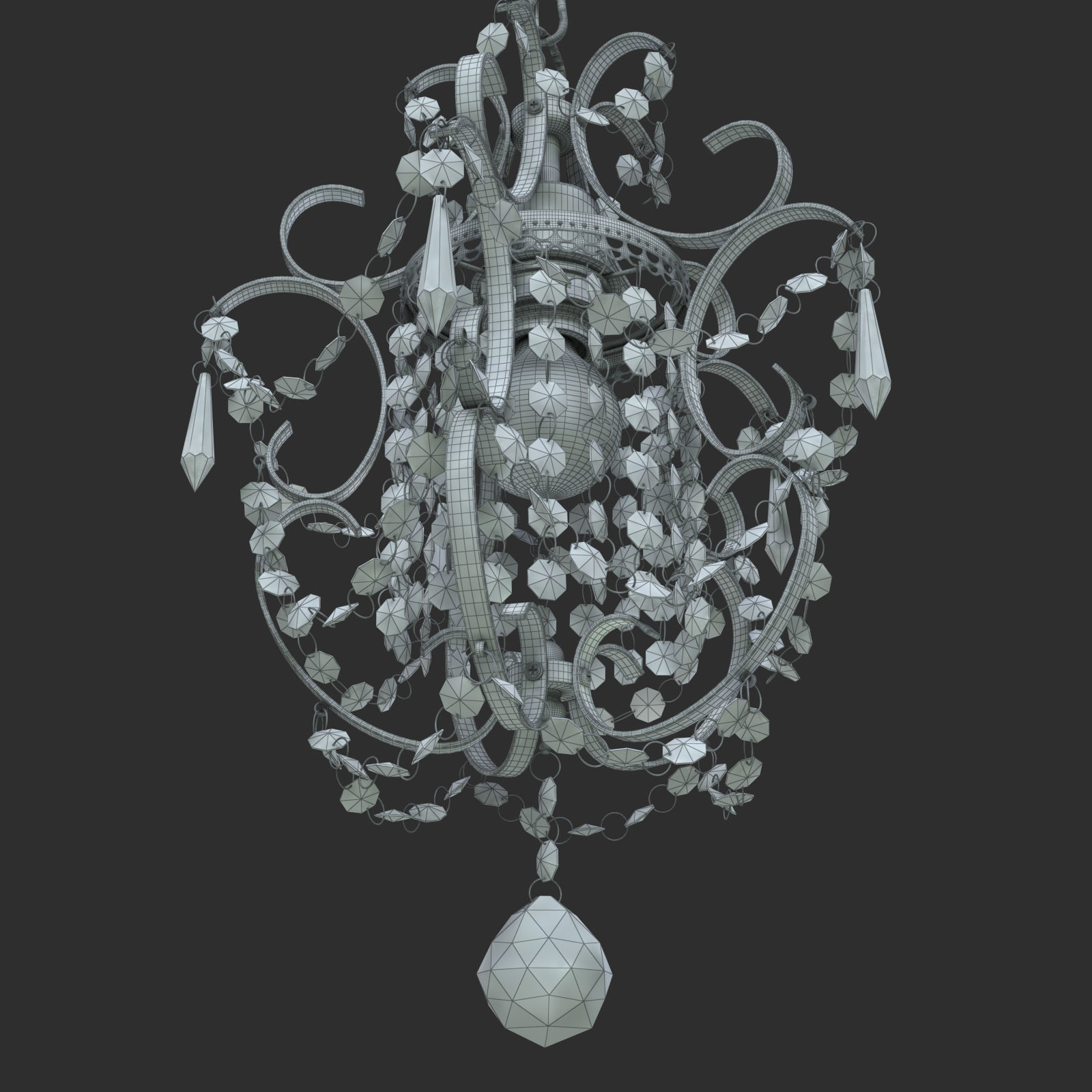 Amorette 1-Light Chrome Glam Lighting Mini Pendant Chandelier 3D model_6