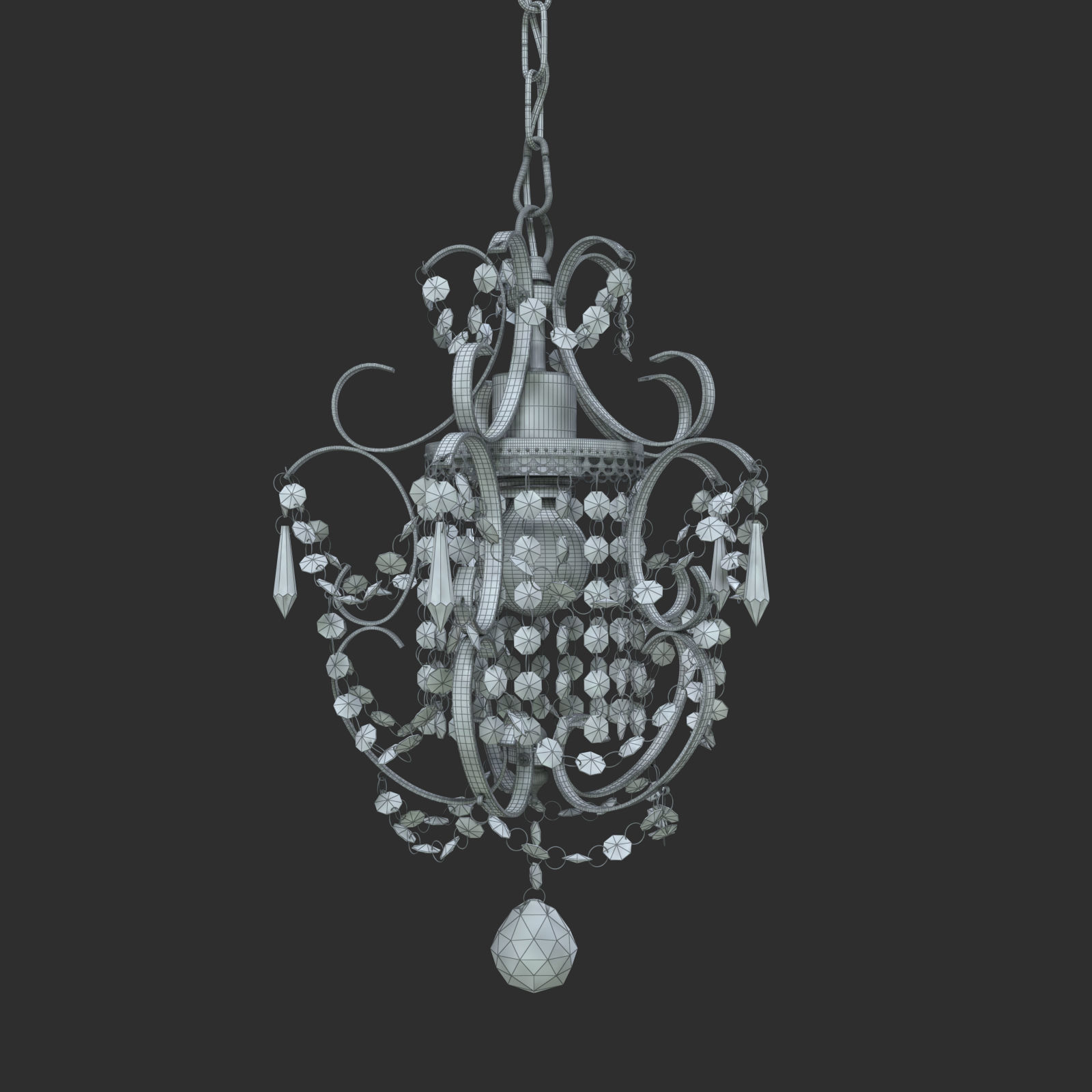 Amorette 1-Light Chrome Glam Lighting Mini Pendant Chandelier 3D model_4