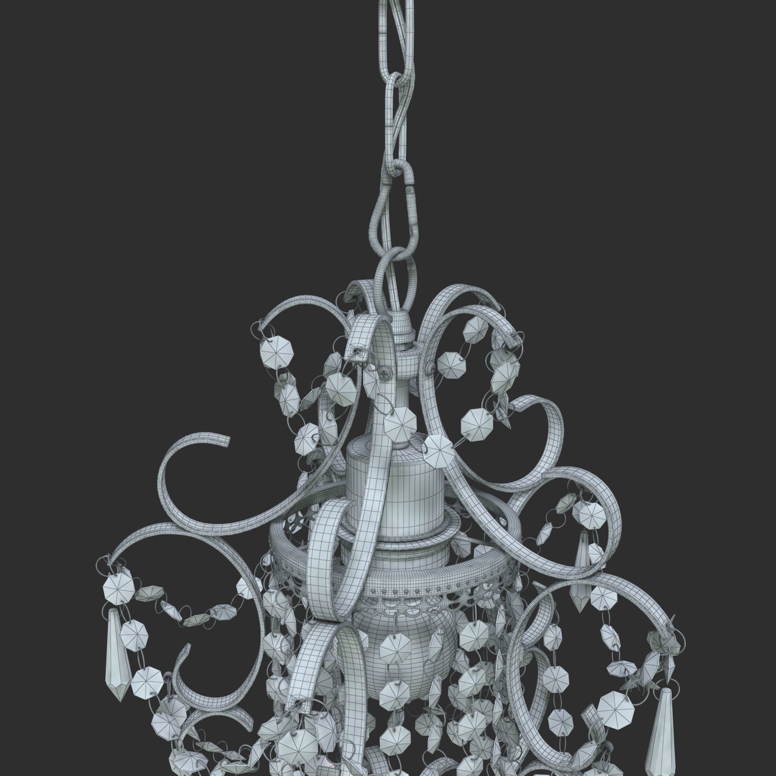 Amorette 1-Light Chrome Glam Lighting Mini Pendant Chandelier 3D model_5