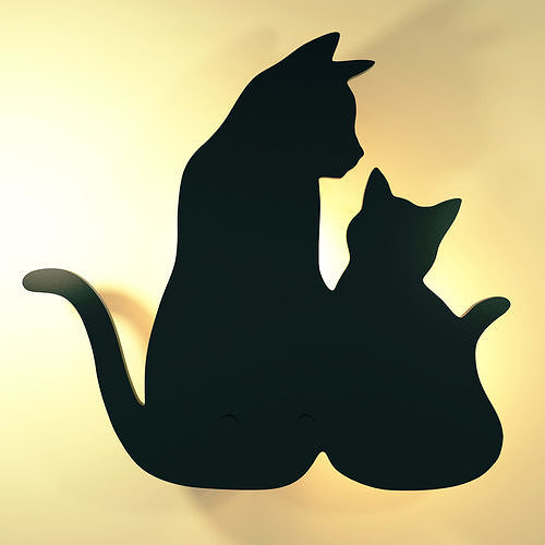 Cat silhouettes light 3D model