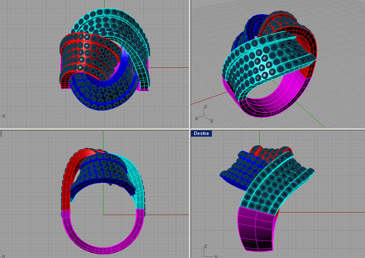Women ring with gems 3dm stl 3D print model 3D print model_2