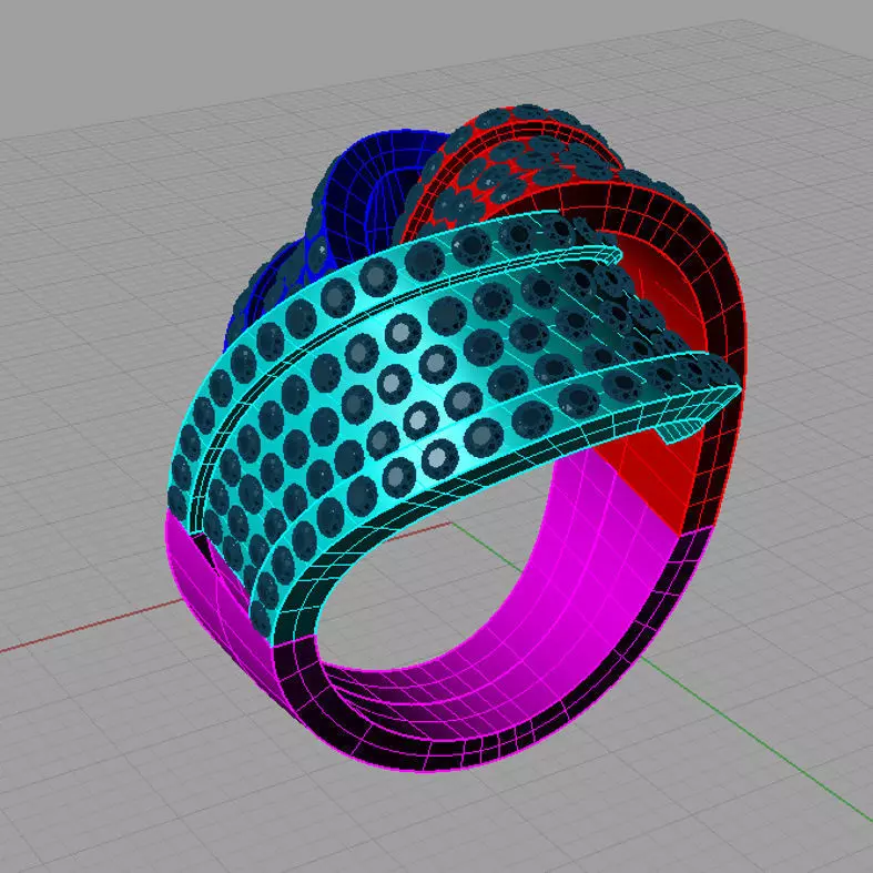 Women ring with gems 3dm stl 3D print model 3D print model_0