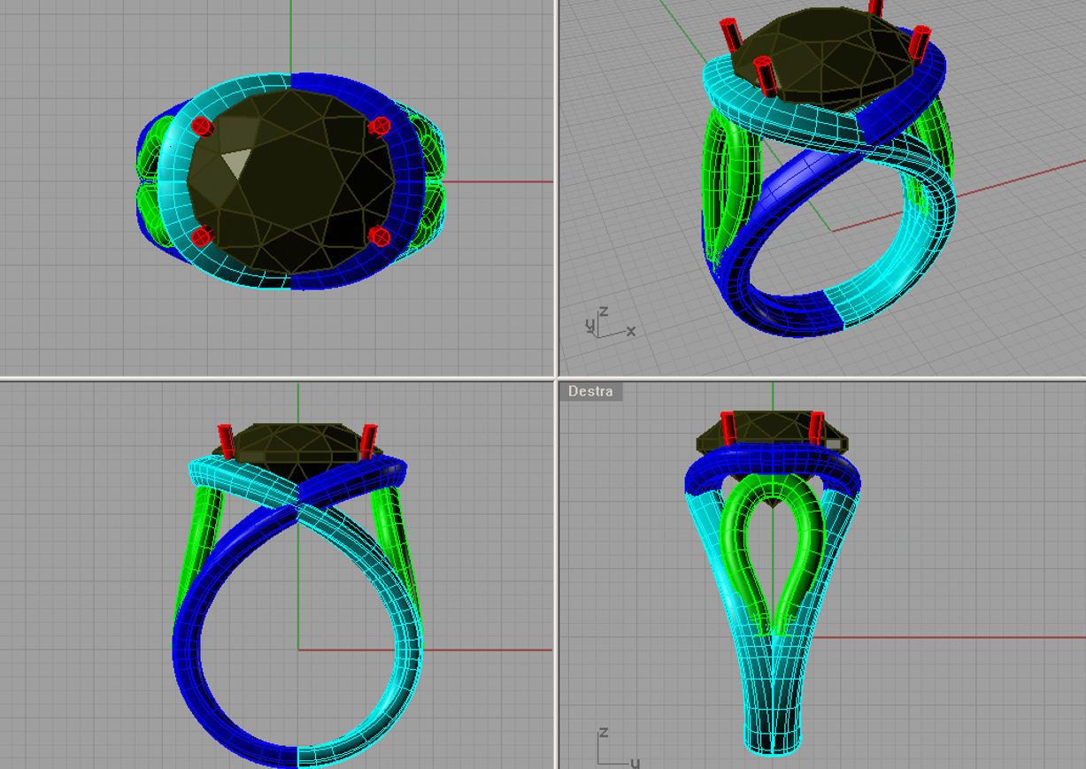 White Gold Oval Shaped Ring With Sapphire 3D print model 3D print model_2