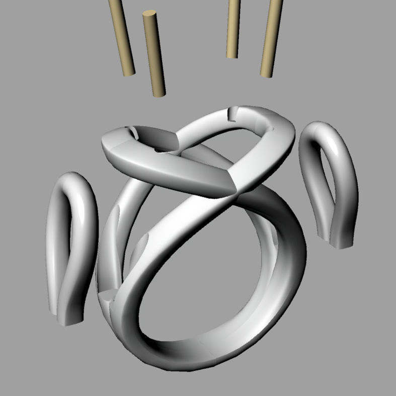 White Gold Oval Shaped Ring With Sapphire 3D print model 3D print model_4