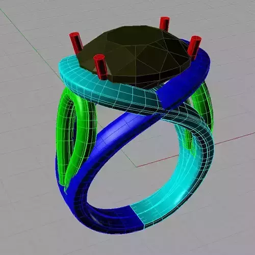 White Gold Oval Shaped Ring With Sapphire 3D print model