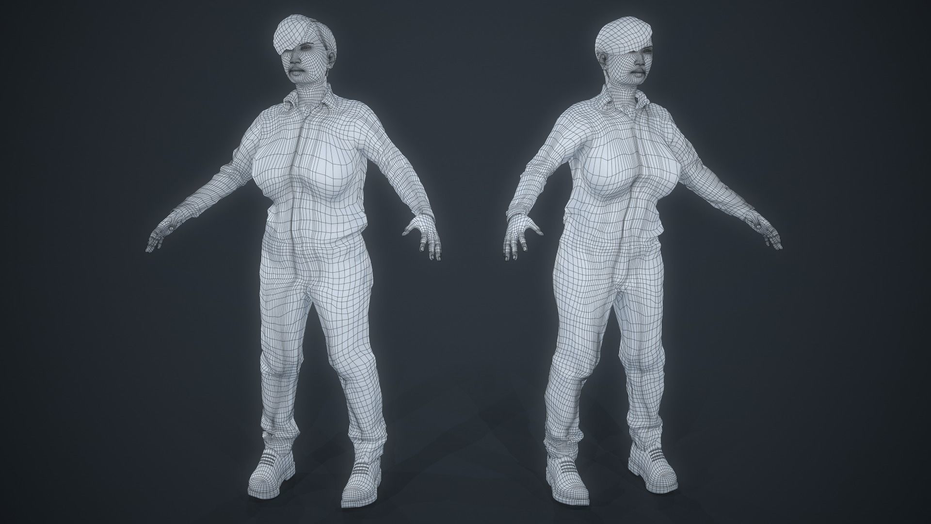 Photoscanned Character - Casual Woman 01 Low-poly 3D model_4