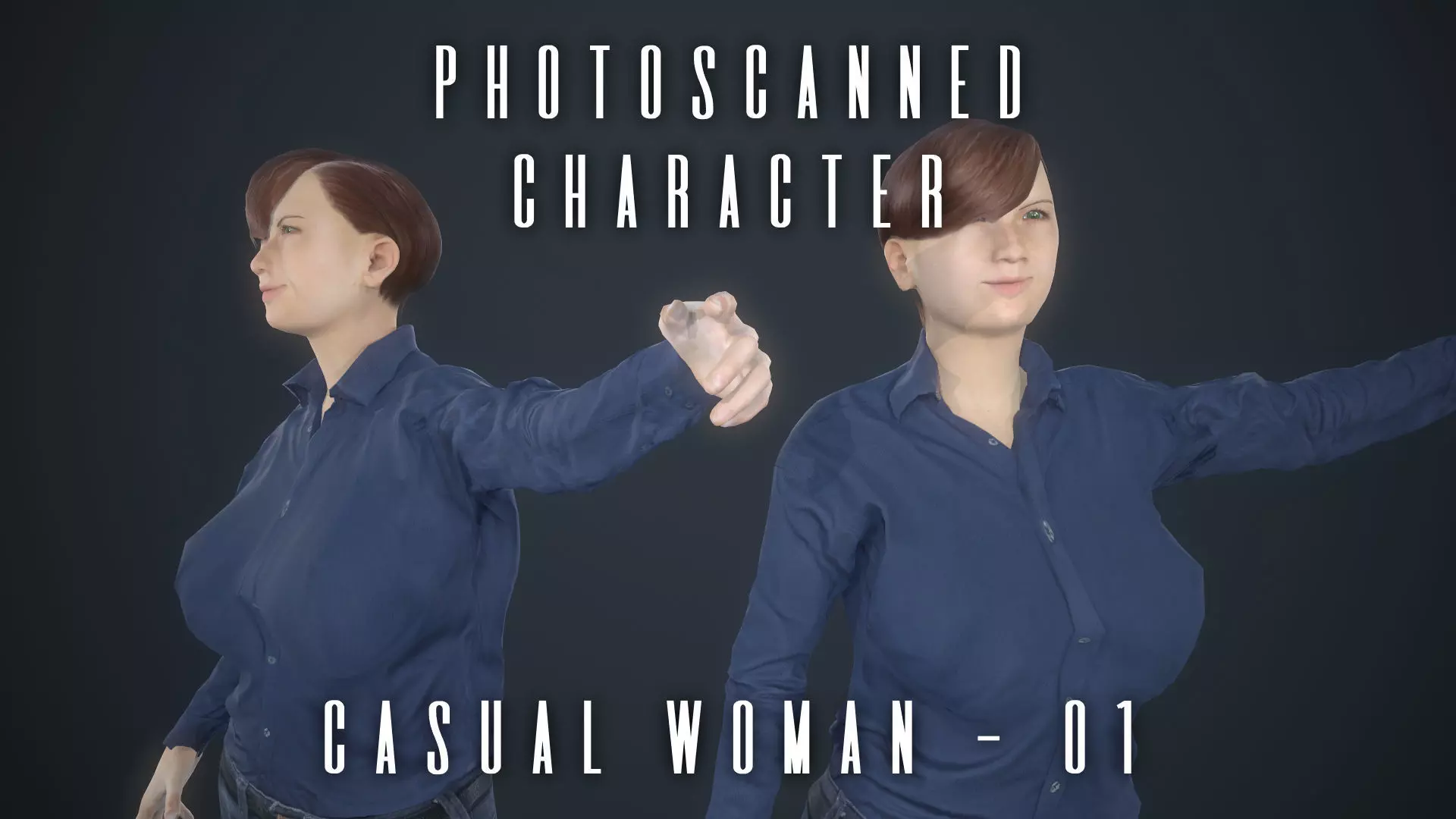 Photoscanned Character - Casual Woman 01 Low-poly 3D model_0