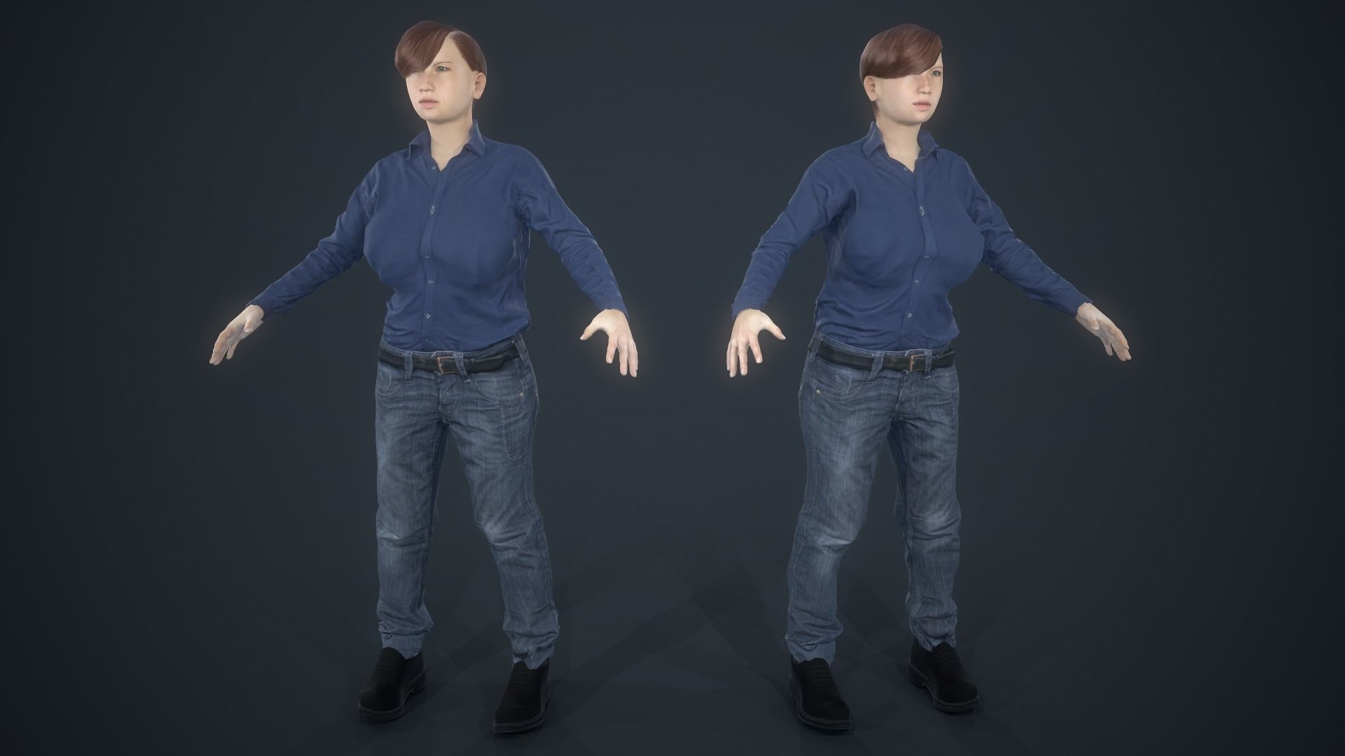 Photoscanned Character - Casual Woman 01 Low-poly 3D model_3