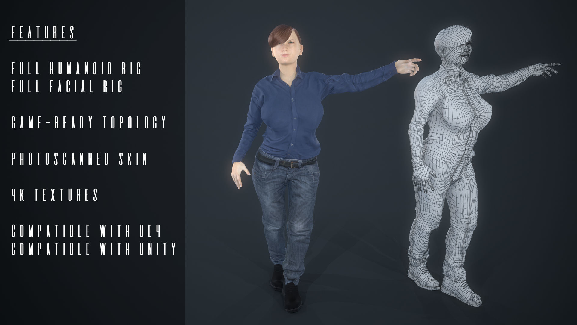 Photoscanned Character - Casual Woman 01 Low-poly 3D model_1