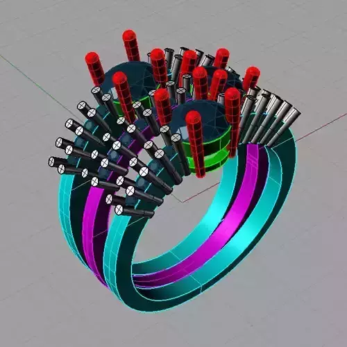 Pave triple  diamond engagement ring 3D print model