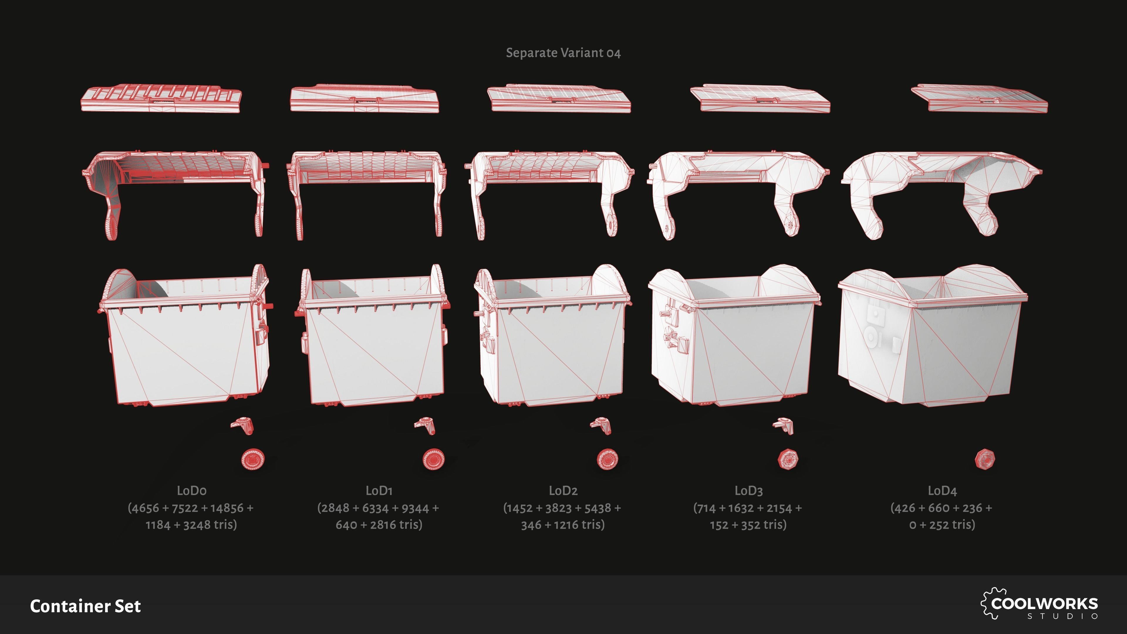 Container Set Low-poly 3D model_49