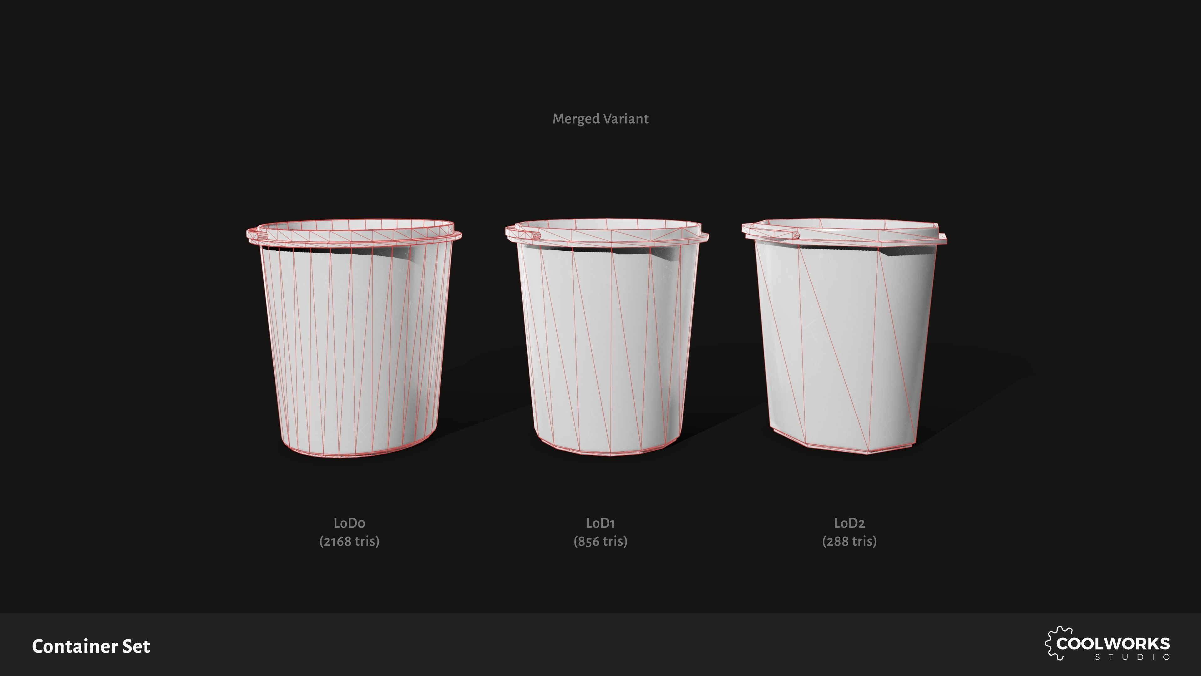 Container Set Low-poly 3D model_88