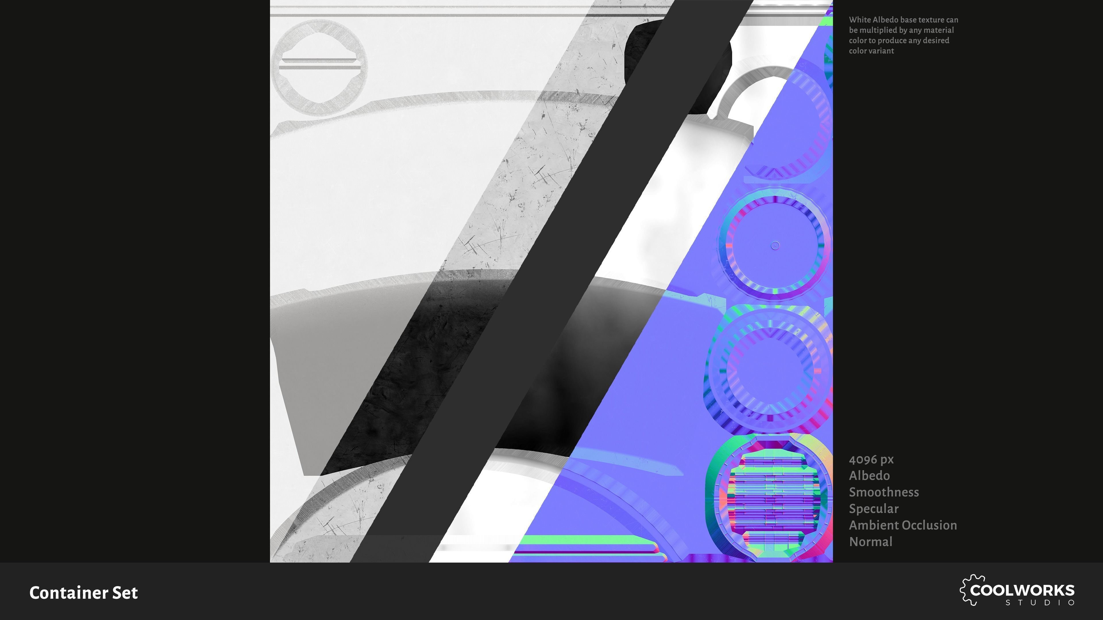 Container Set Low-poly 3D model_90