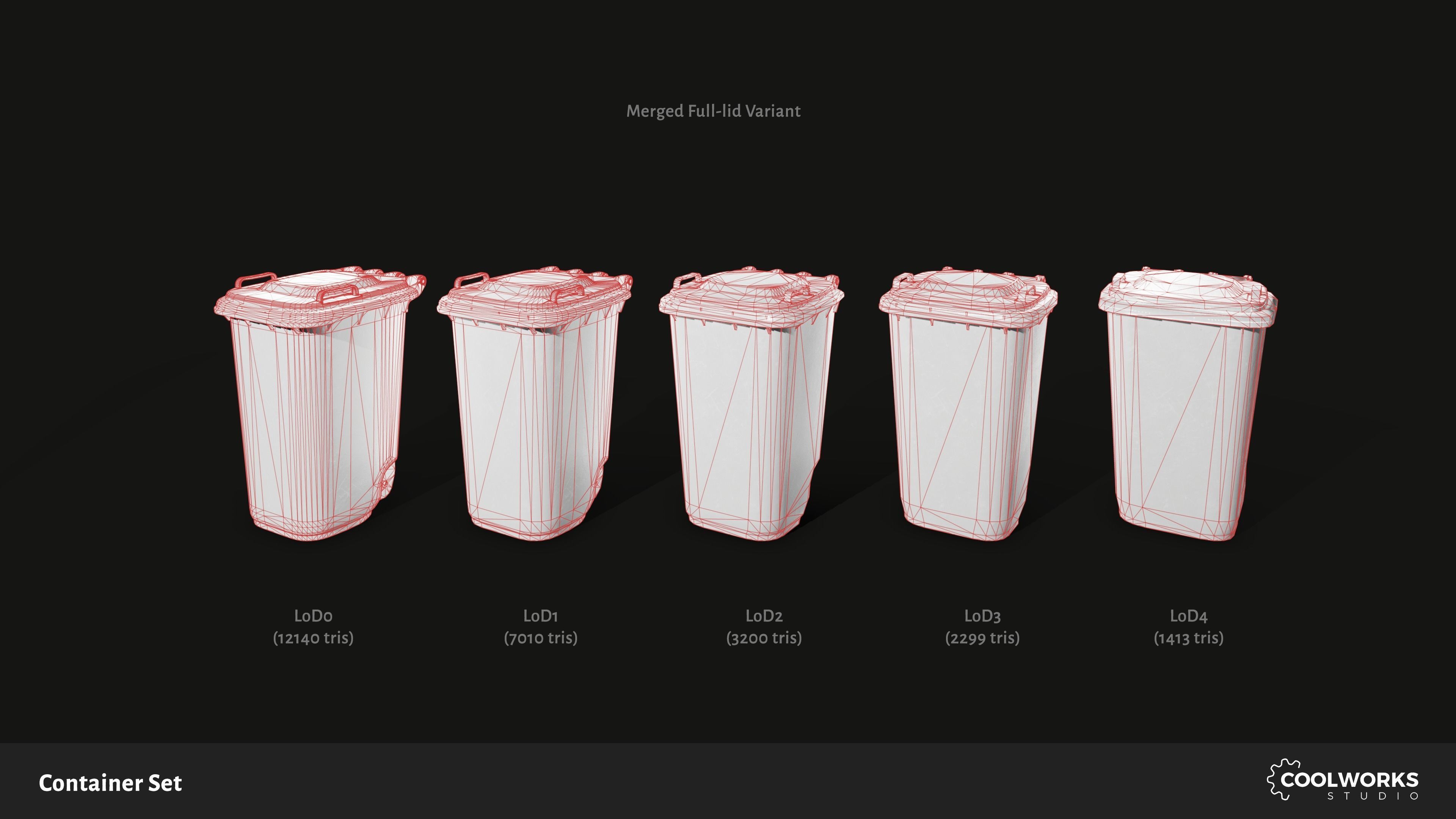 Container Set Low-poly 3D model_68