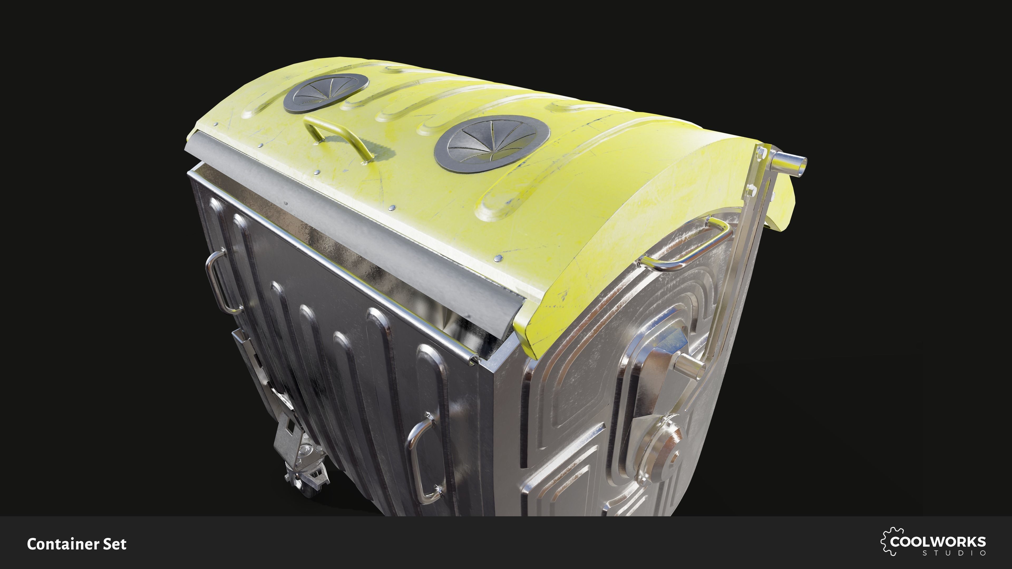 Container Set Low-poly 3D model_3