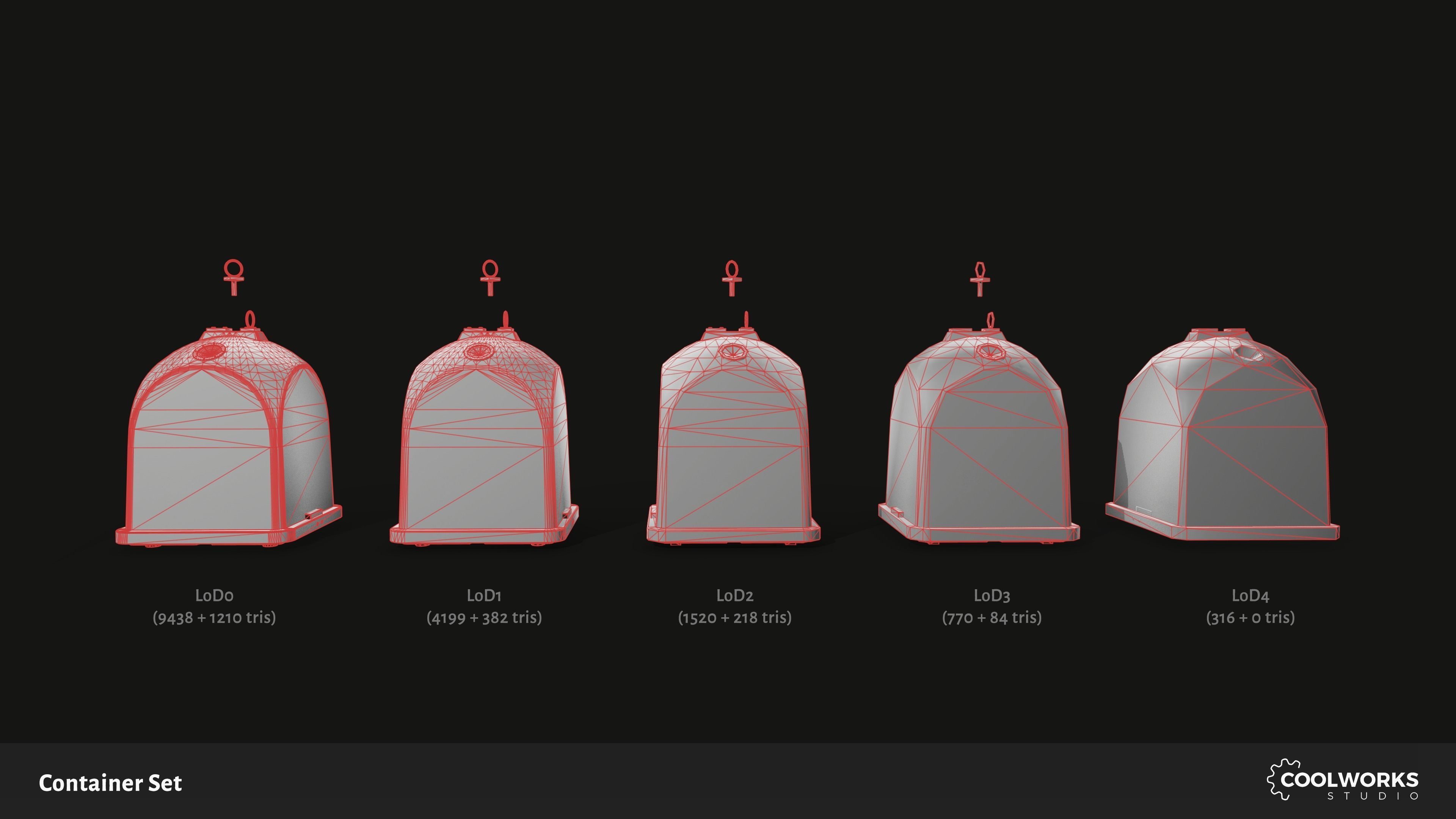 Container Set Low-poly 3D model_41