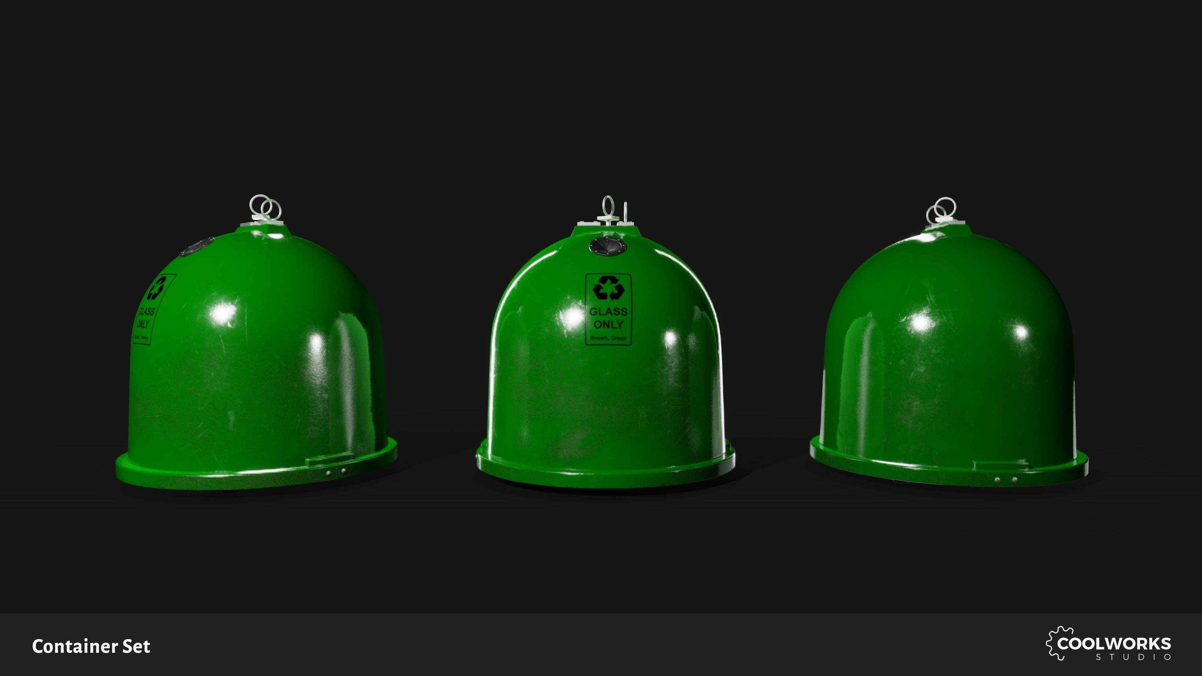 Container Set Low-poly 3D model_29