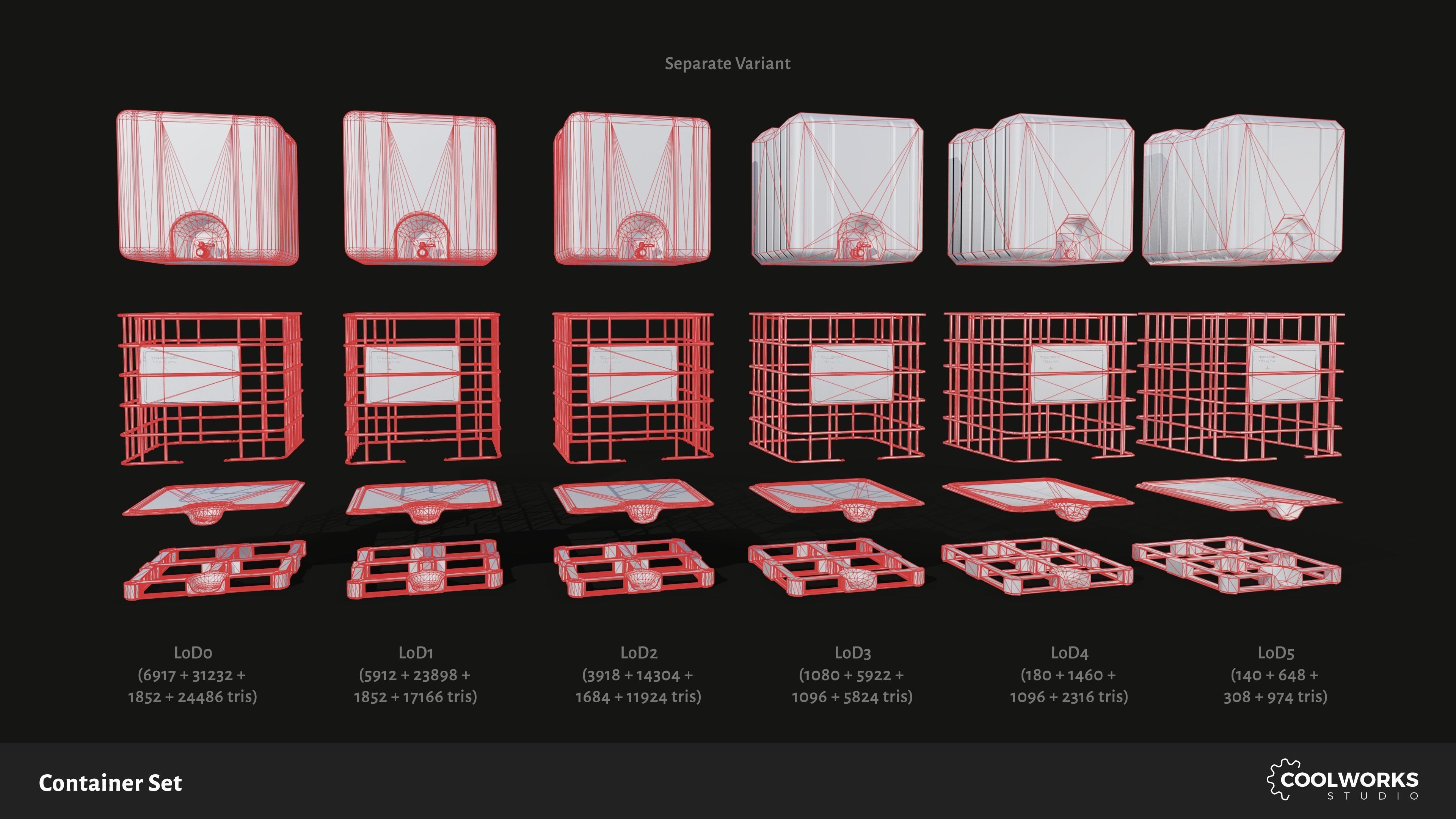 Container Set Low-poly 3D model_93
