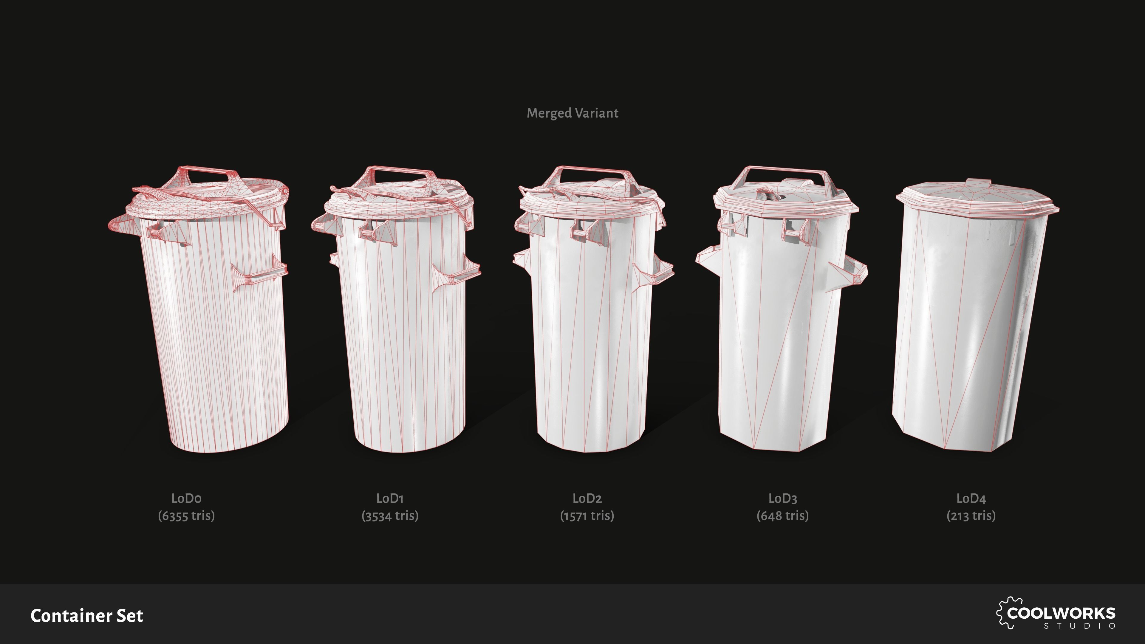 Container Set Low-poly 3D model_60
