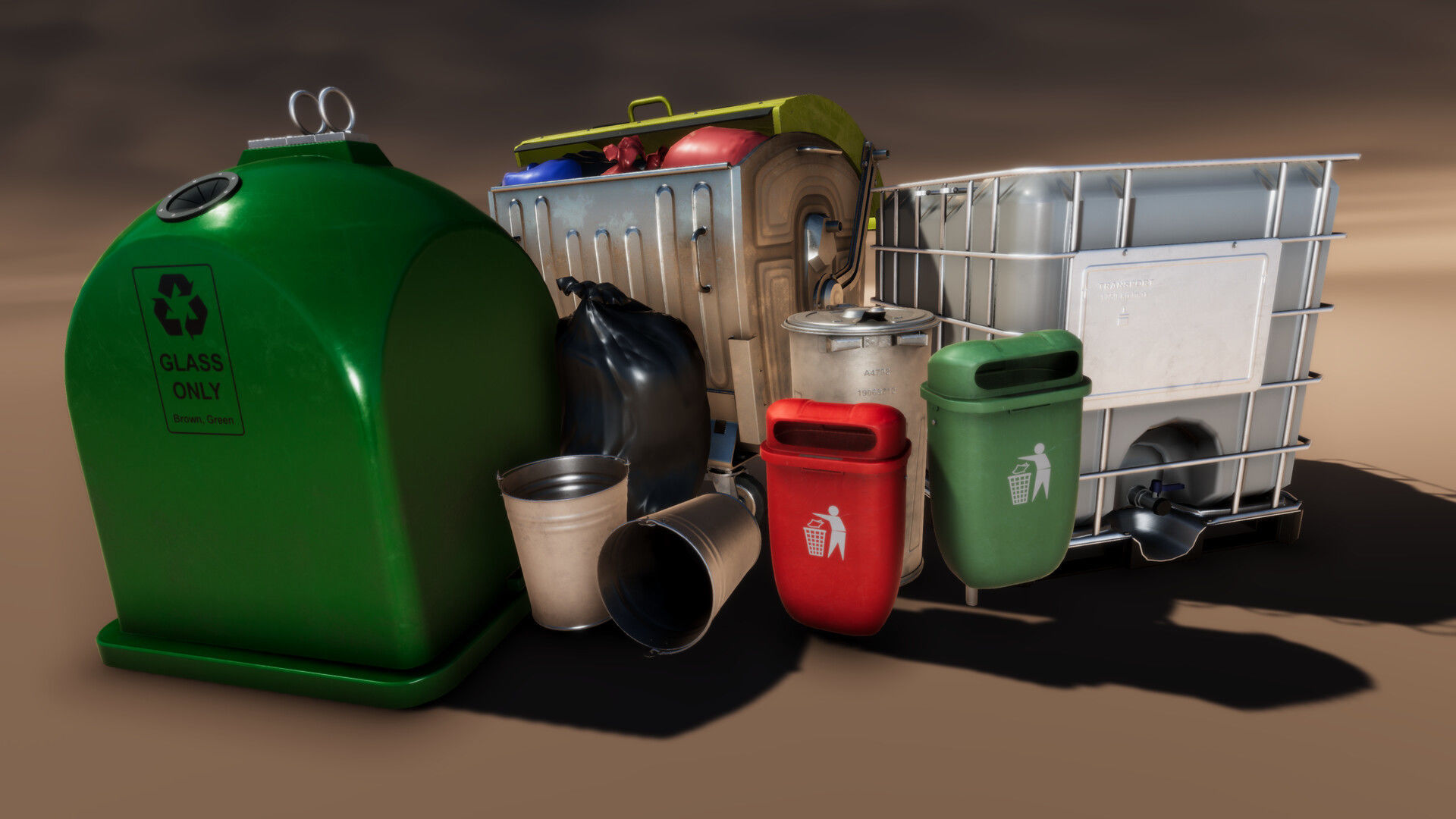 Container Set Low-poly 3D model_95