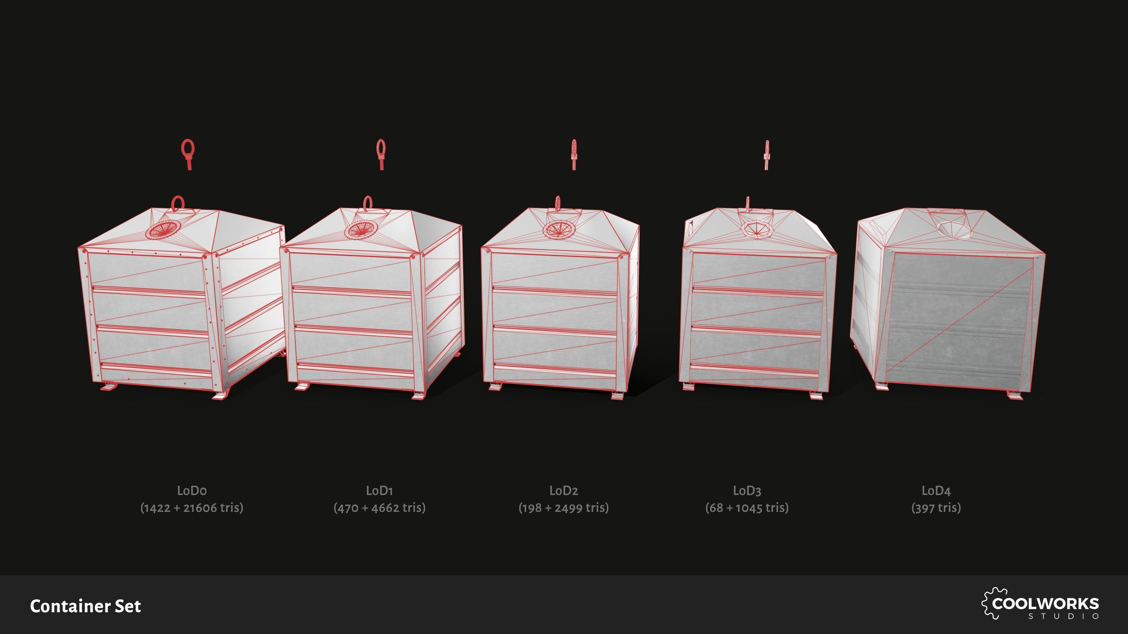 Container Set Low-poly 3D model_25