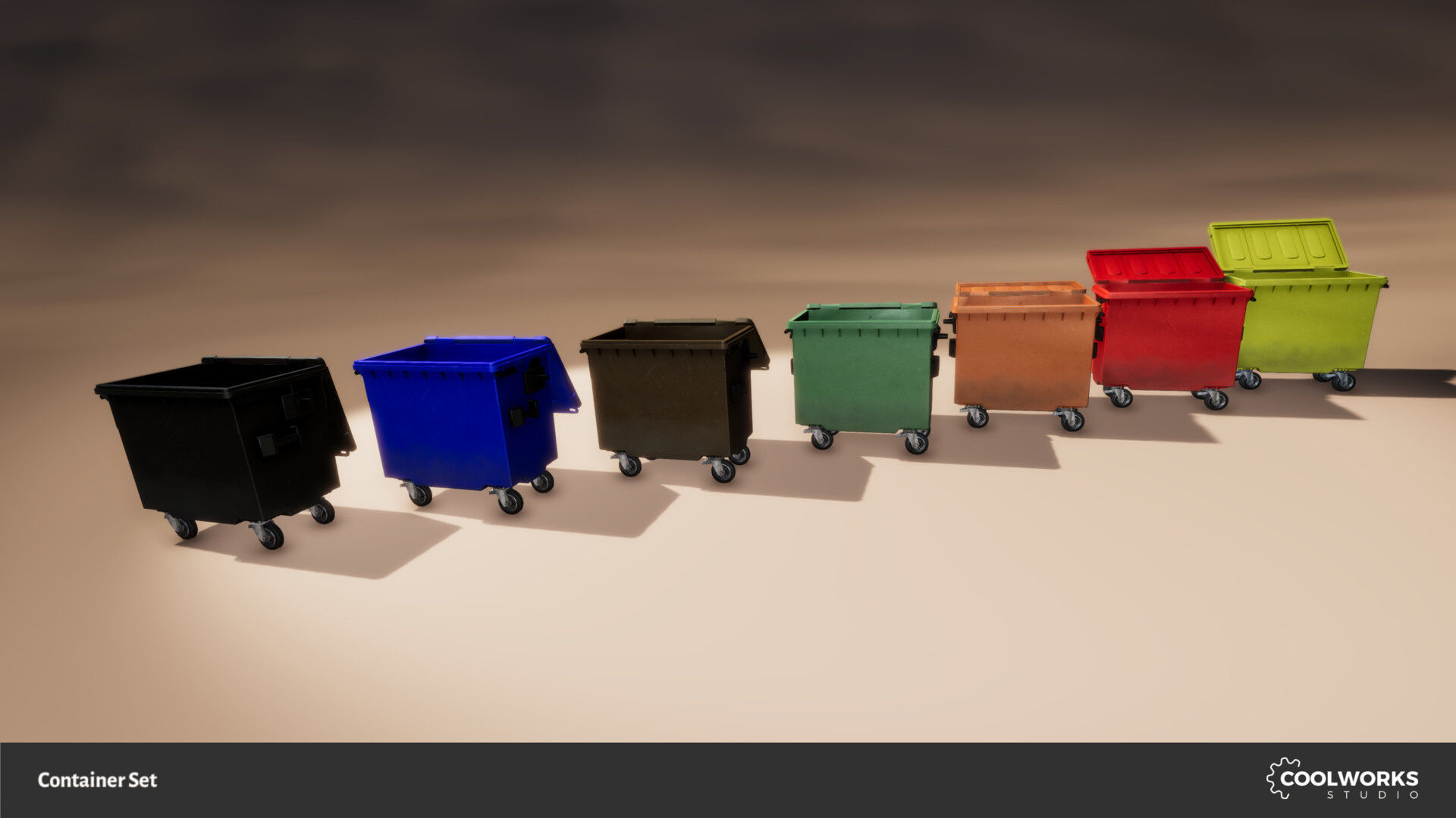 Container Set Low-poly 3D model_104