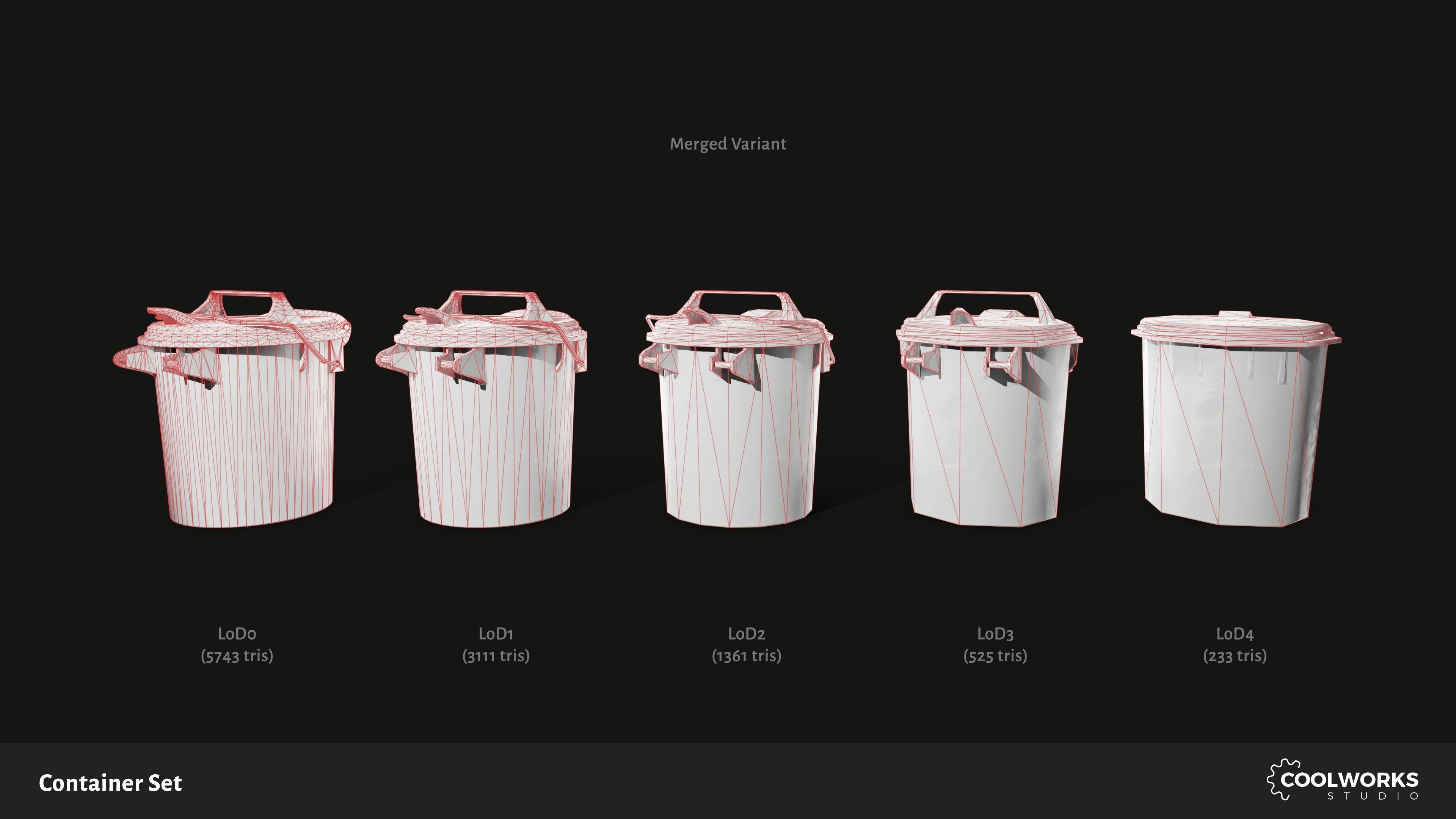 Container Set Low-poly 3D model_64
