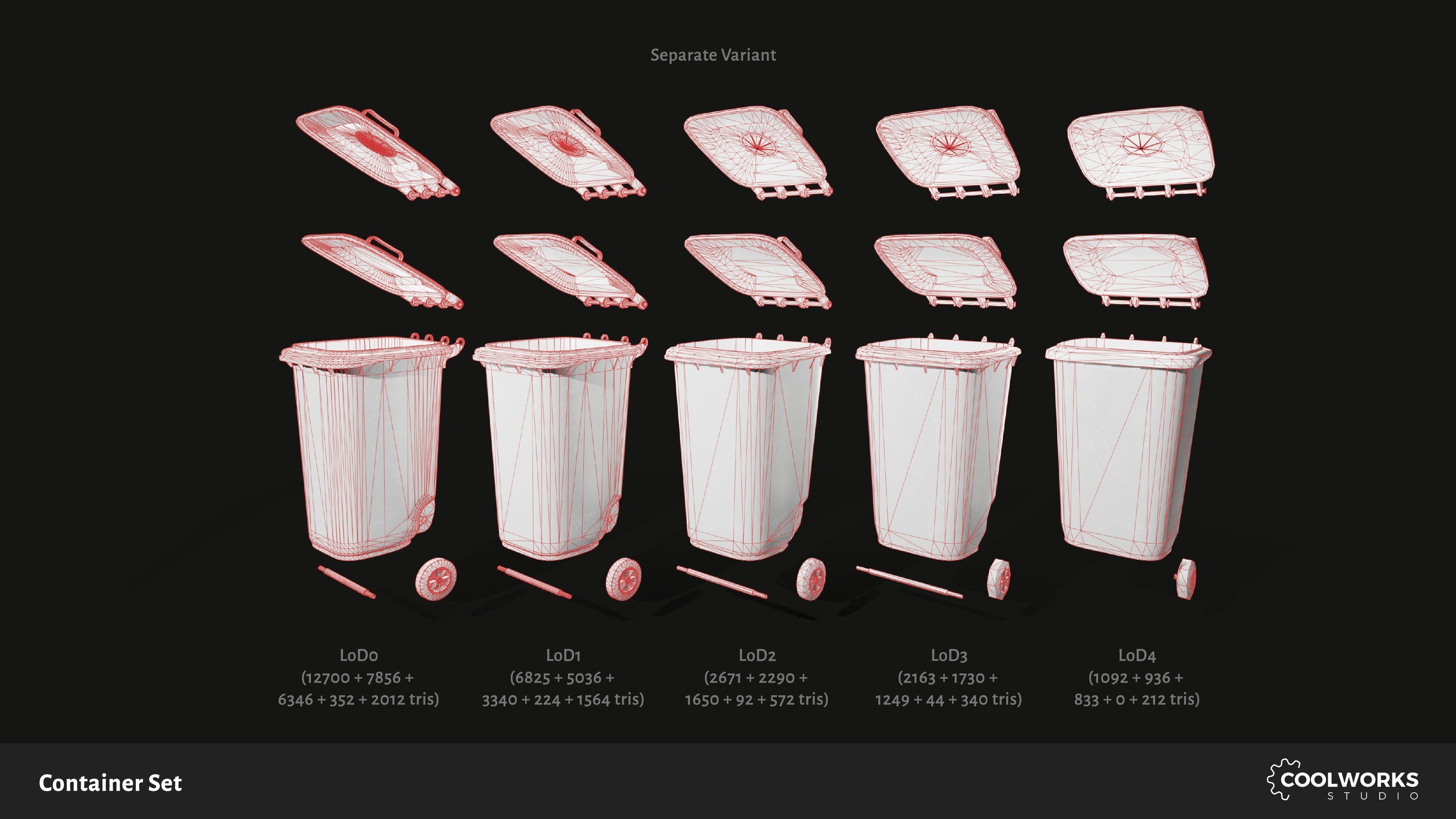 Container Set Low-poly 3D model_70