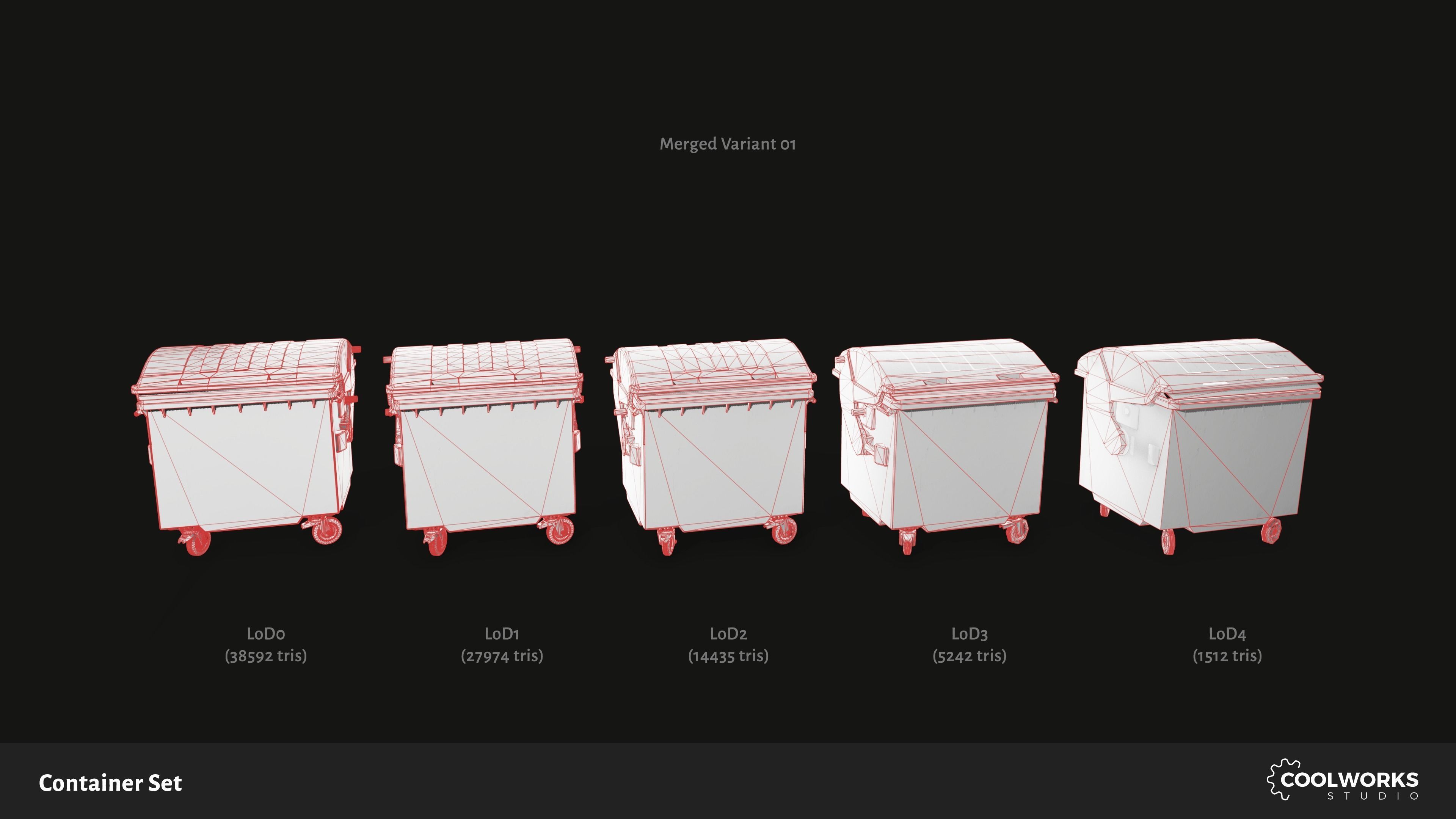 Container Set Low-poly 3D model_50