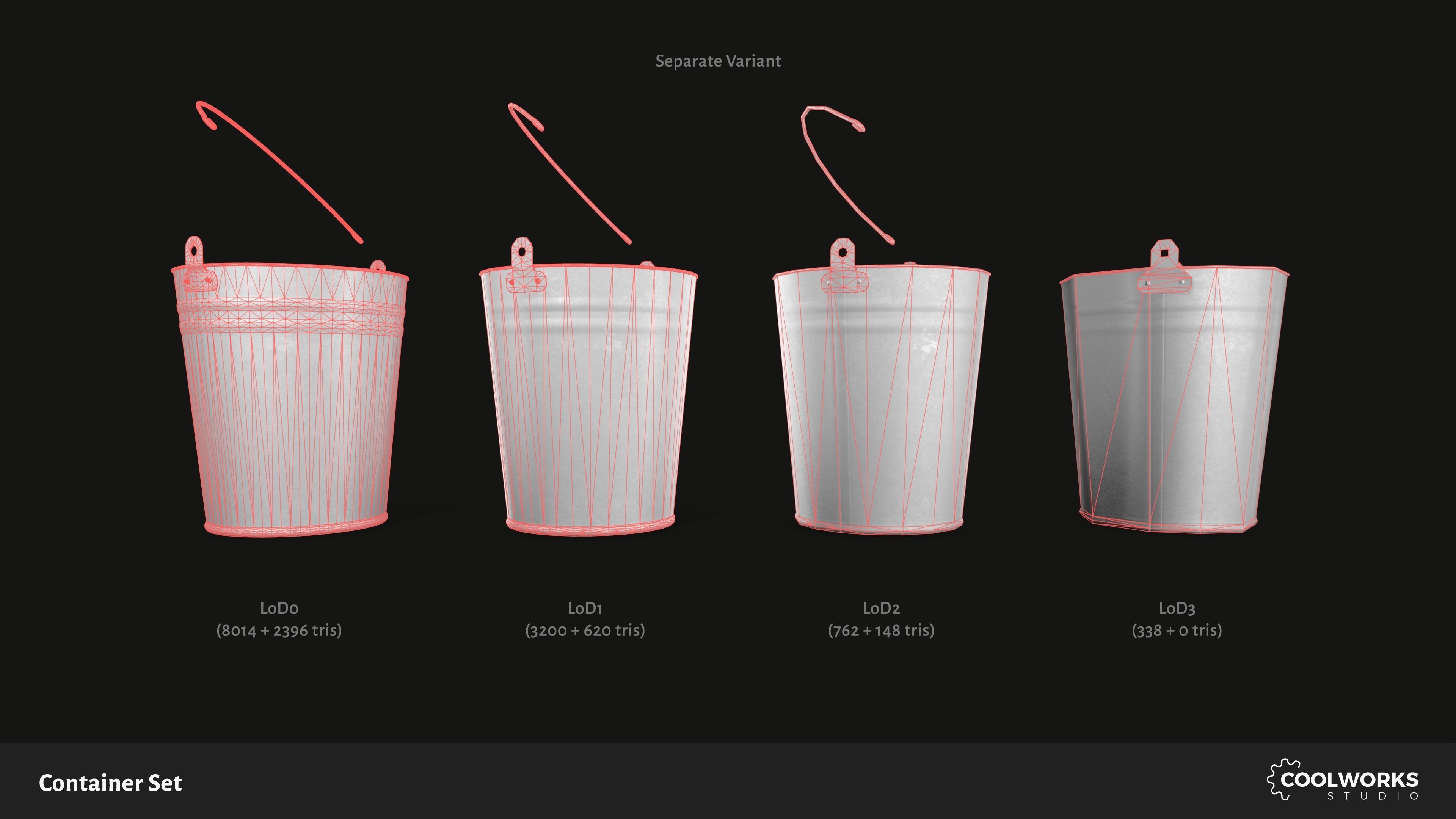 Container Set Low-poly 3D model_85