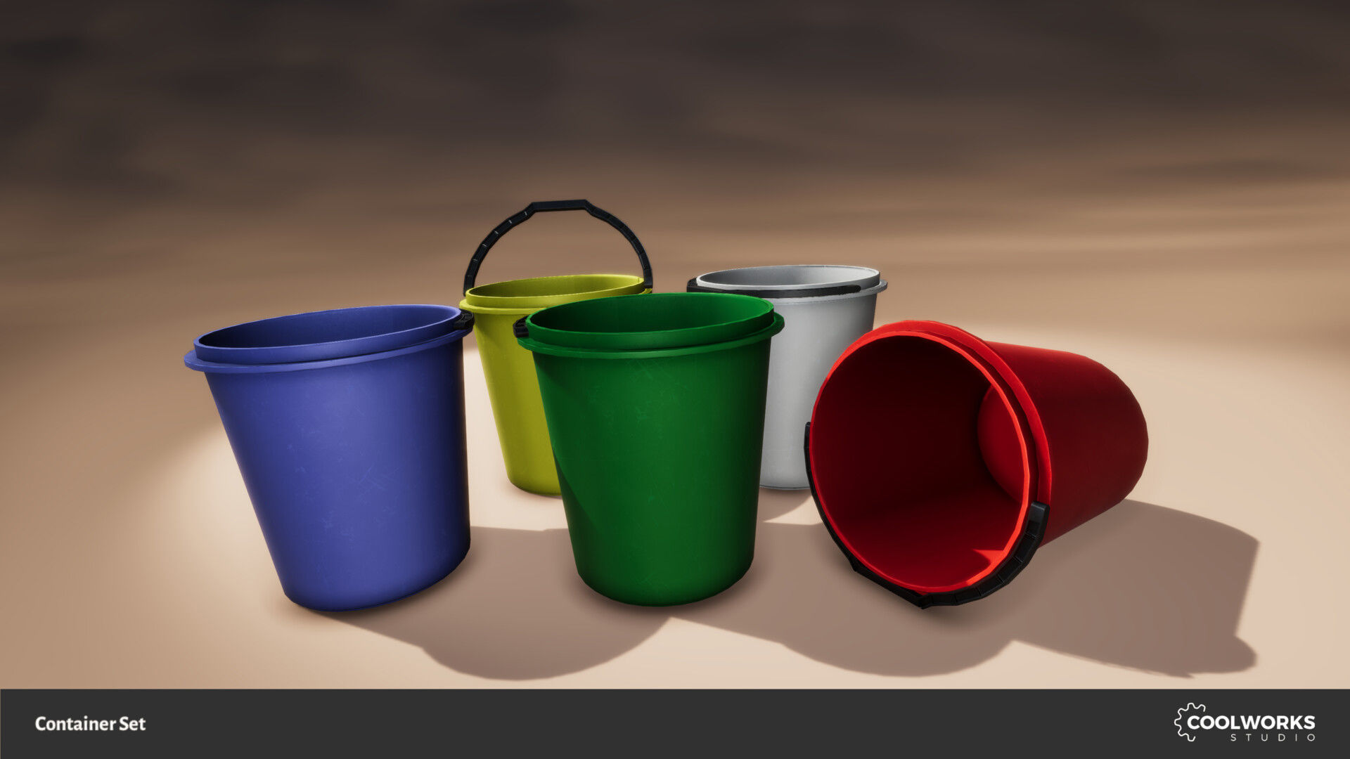 Container Set Low-poly 3D model_110