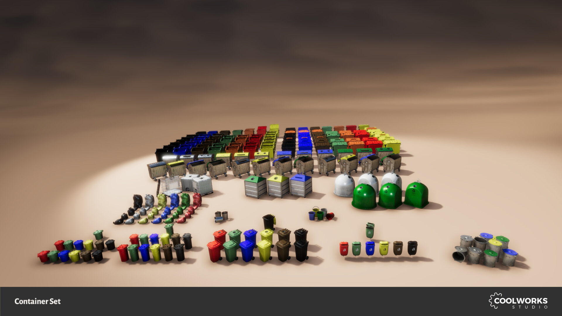 Container Set Low-poly 3D model_97