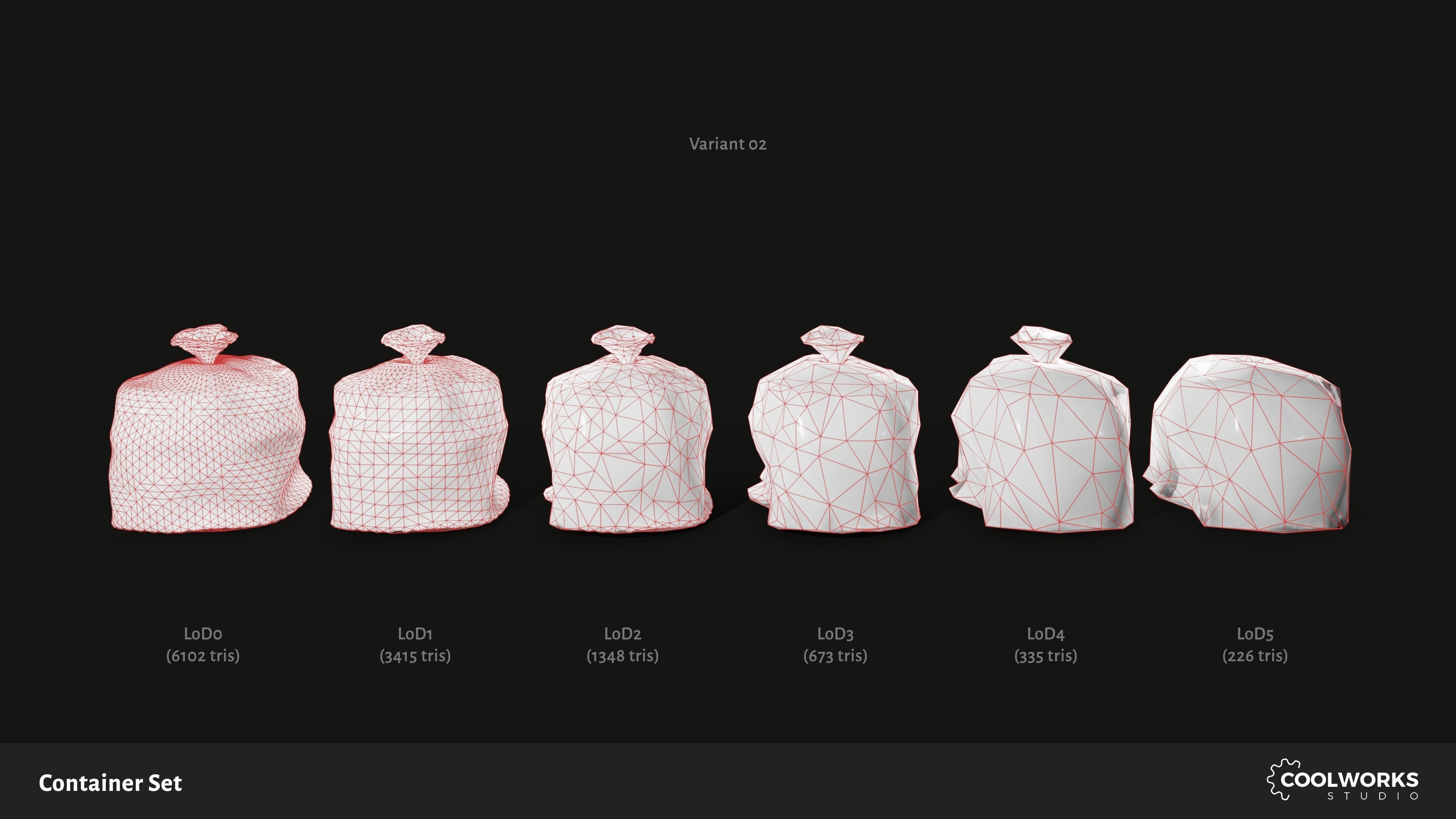 Container Set Low-poly 3D model_74