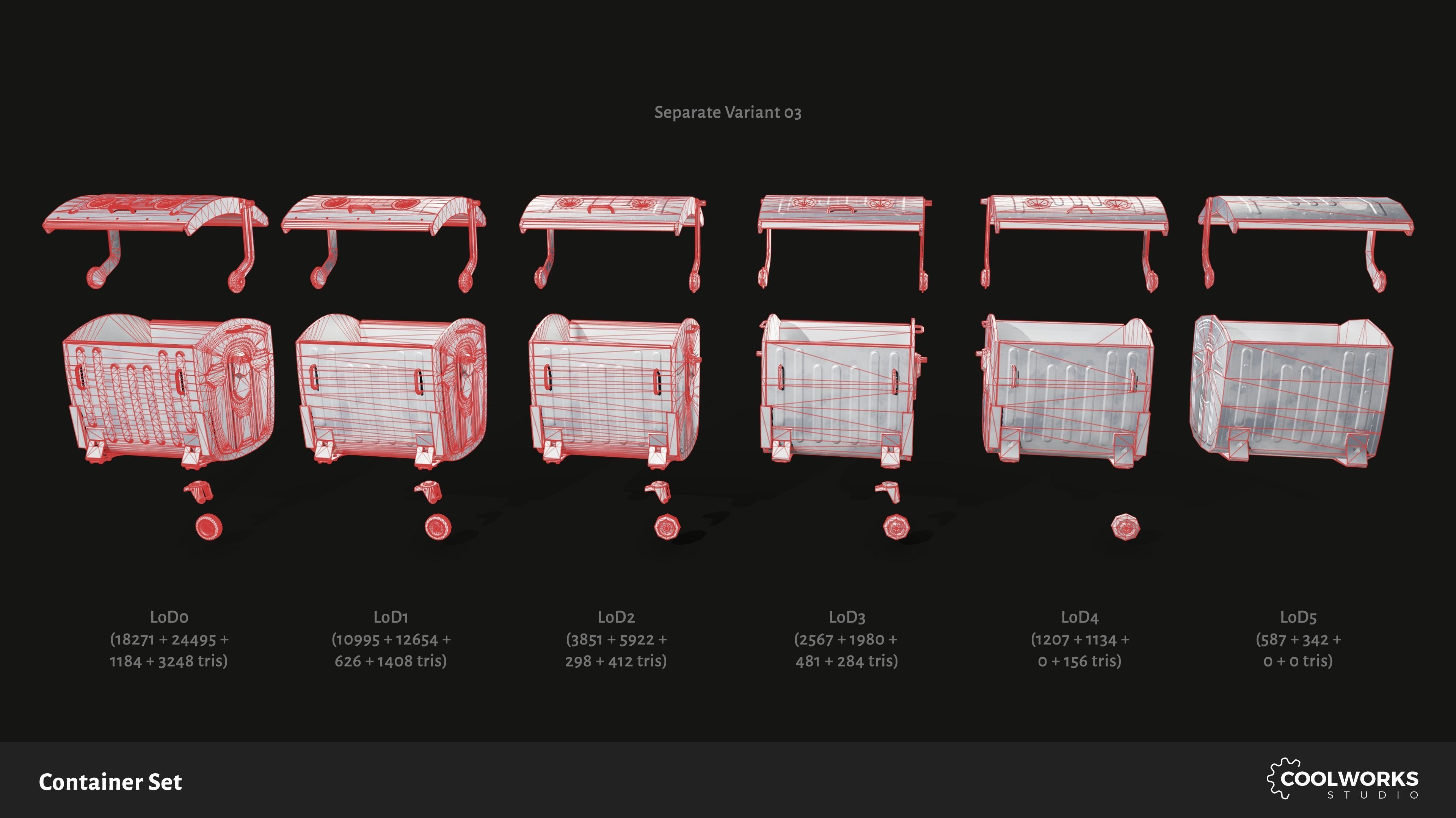 Container Set Low-poly 3D model_7