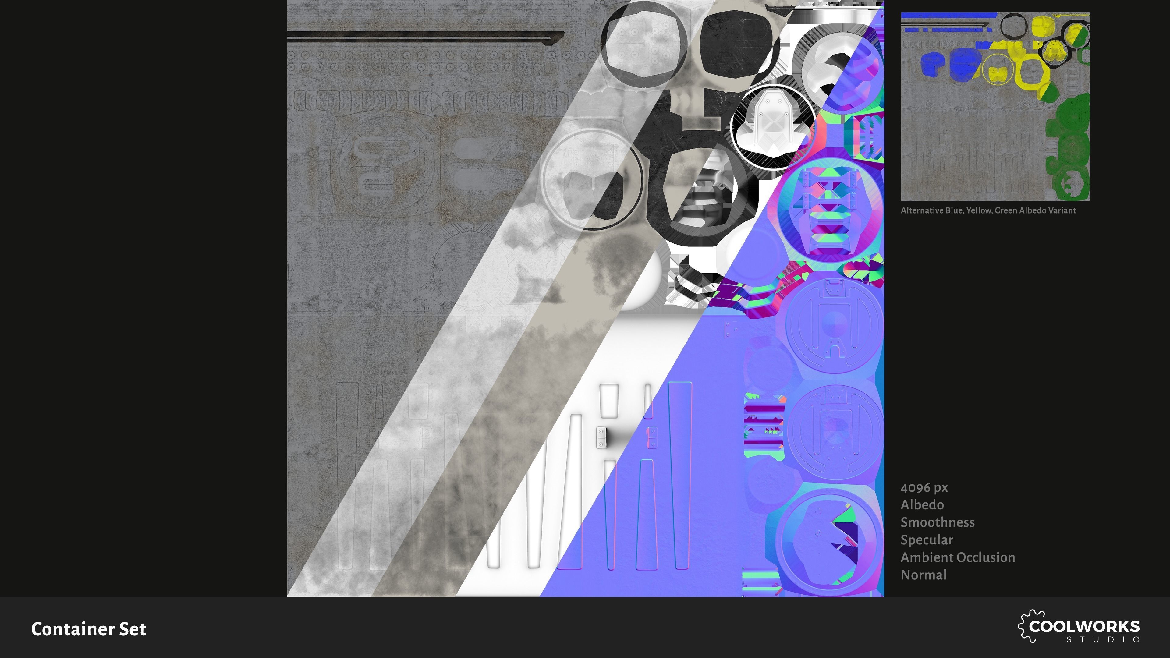 Container Set Low-poly 3D model_15